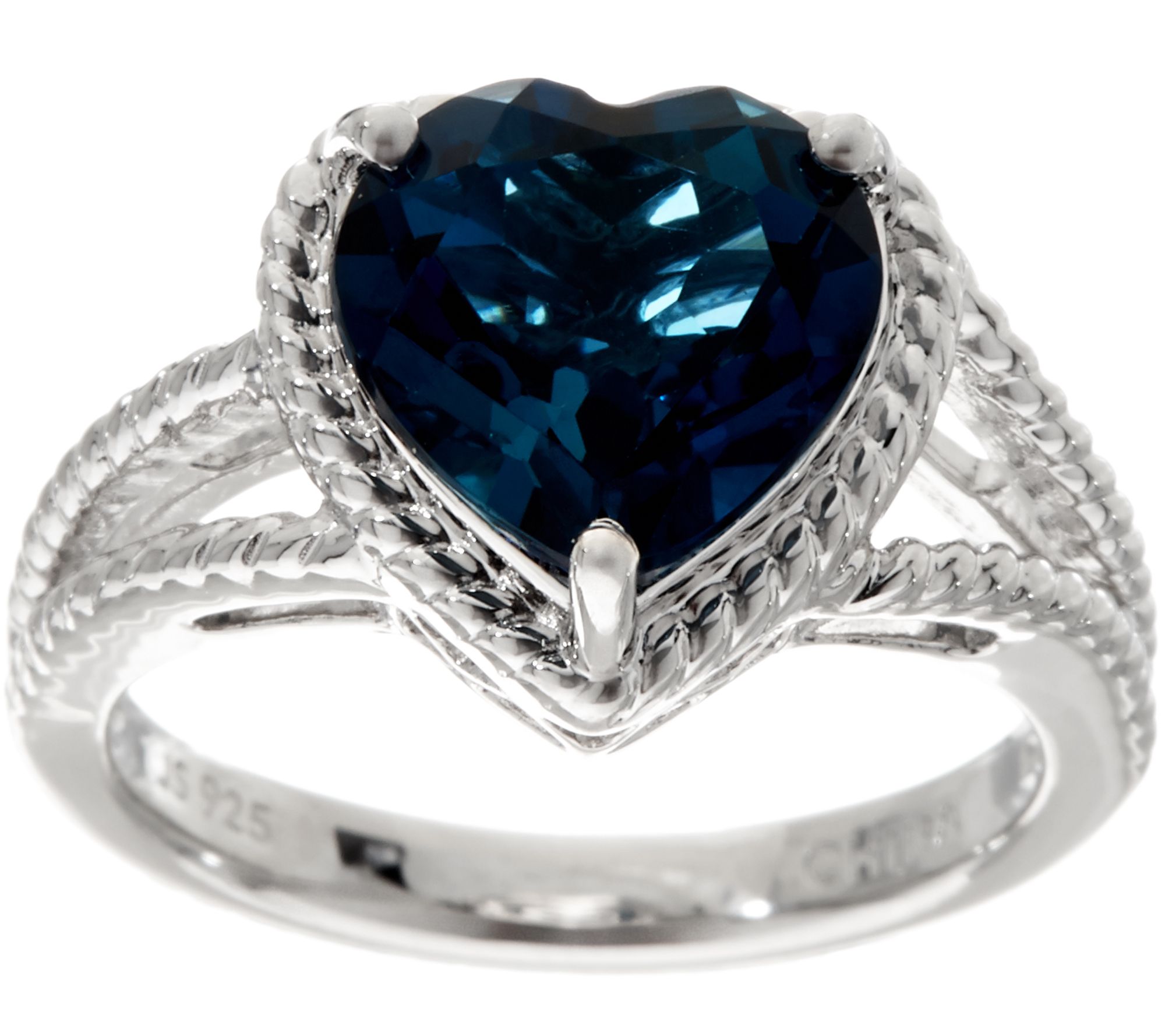 Heart Cut London Blue Topaz Sterling Silver Ring 3.50 ct Page 1 —