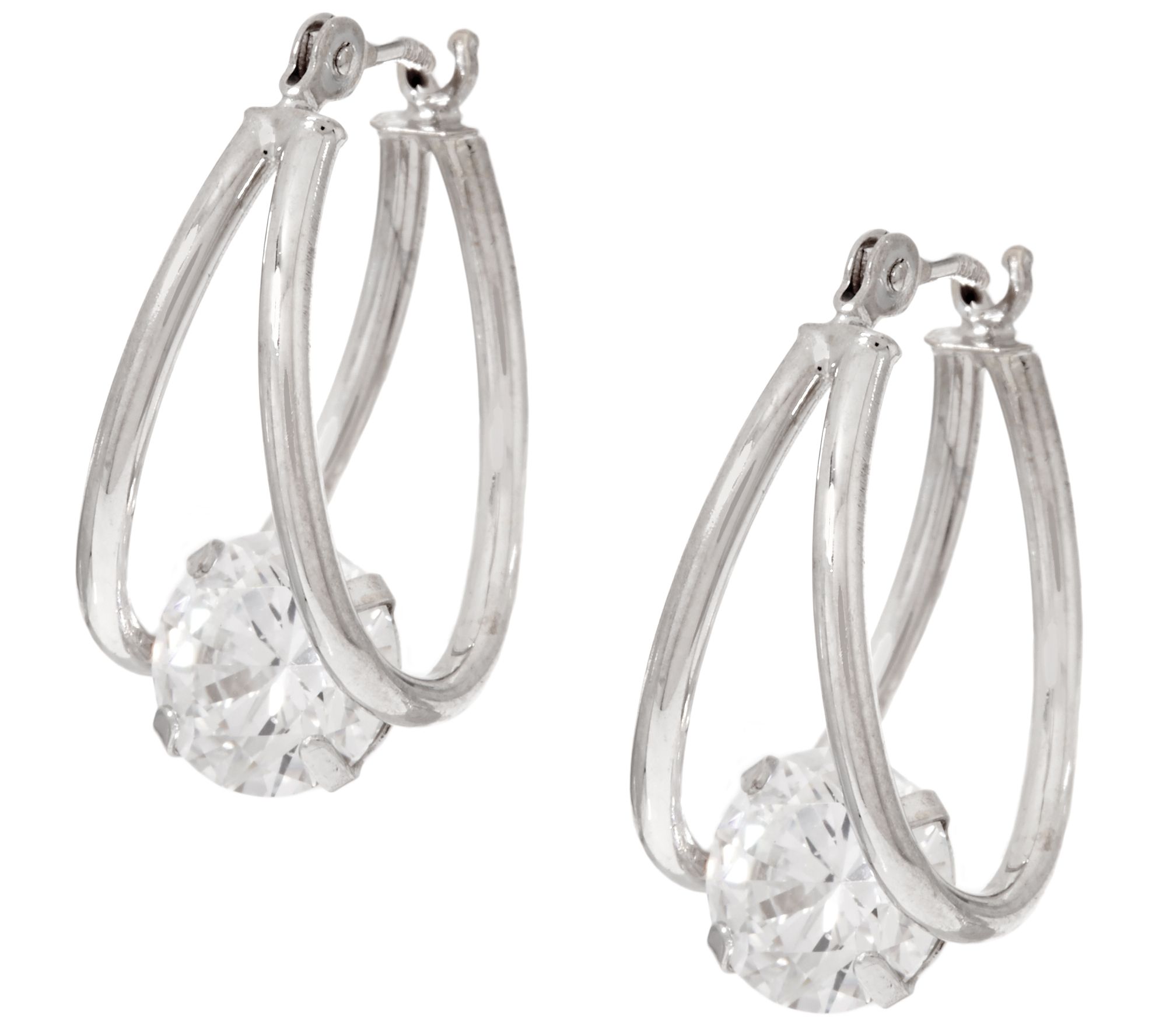 Diamonique 2.00 cttw Split Hoop Earrings, 14K Gold Page 1 —