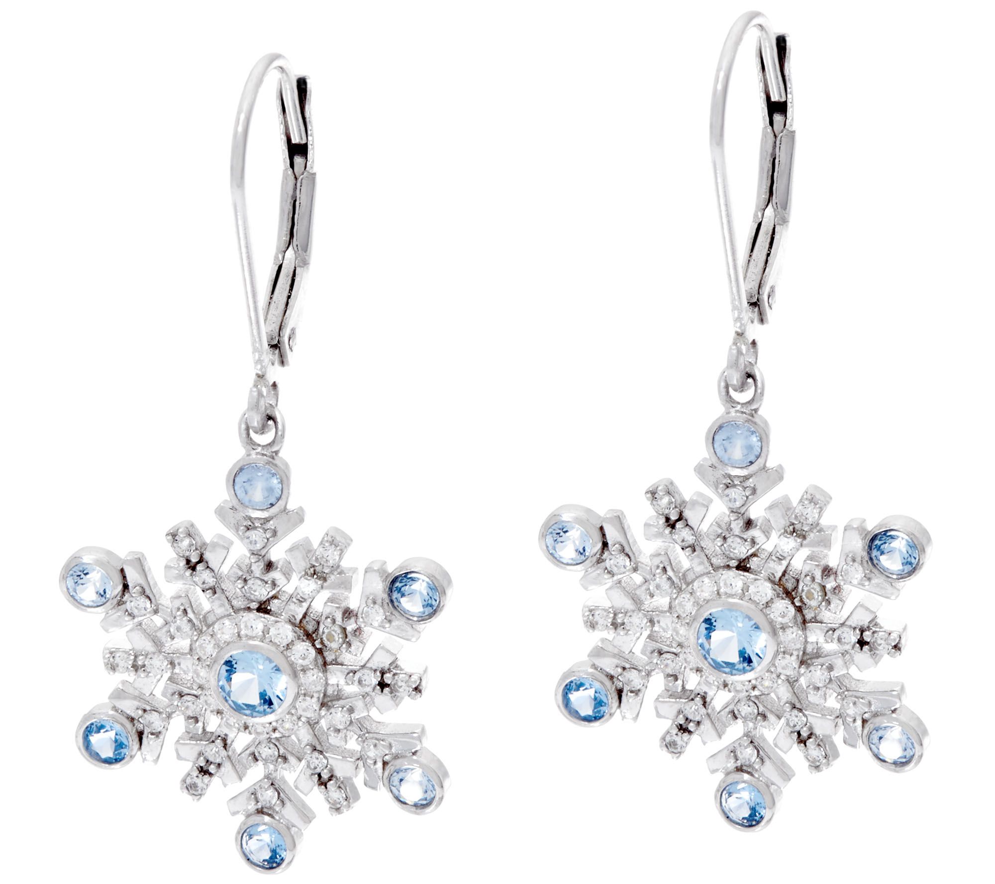 Hallmark Sterling Cubic Zirconia Snowflake Dangle Earrings —