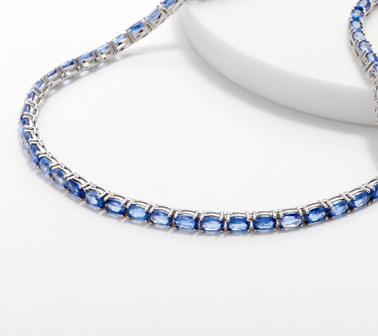 Sterling Silver Gemstone Tennis Necklace, 22.30 cttw —