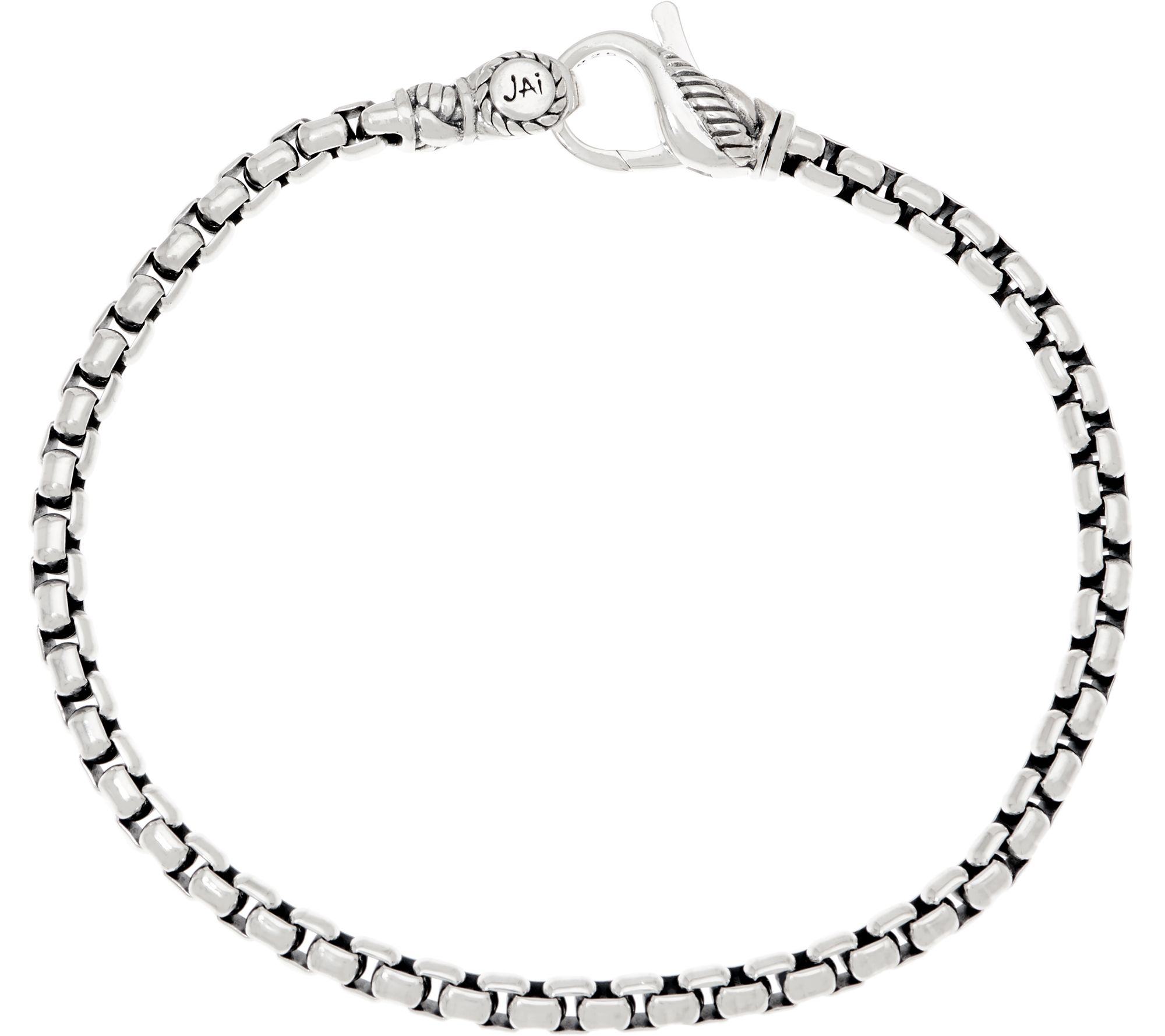 JAI Sterling Silver 3.7mm Box Chain Bracelet