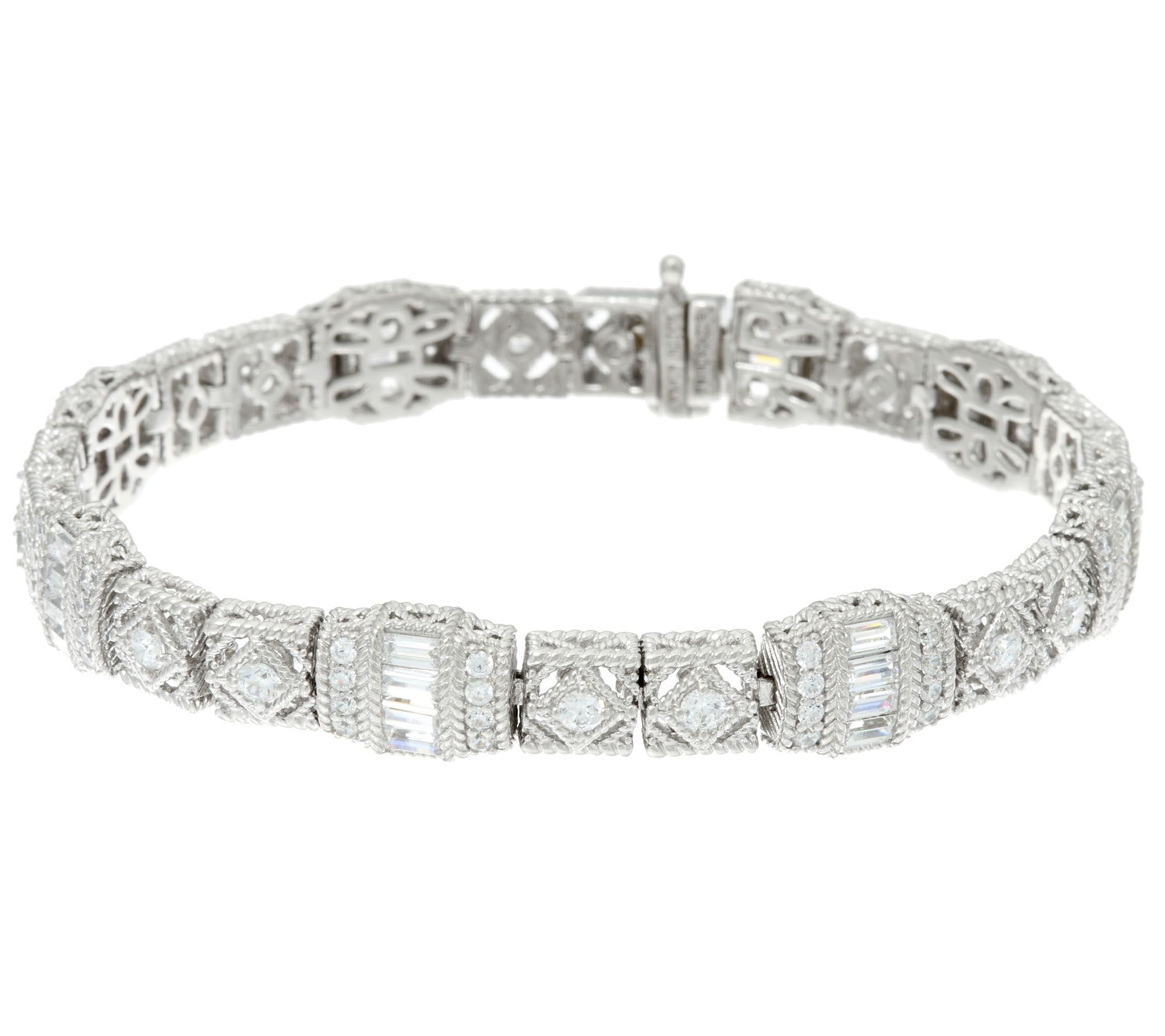 Judith Ripka Sterling or 14K Clad Estate Diamonique Tennis Bracelet