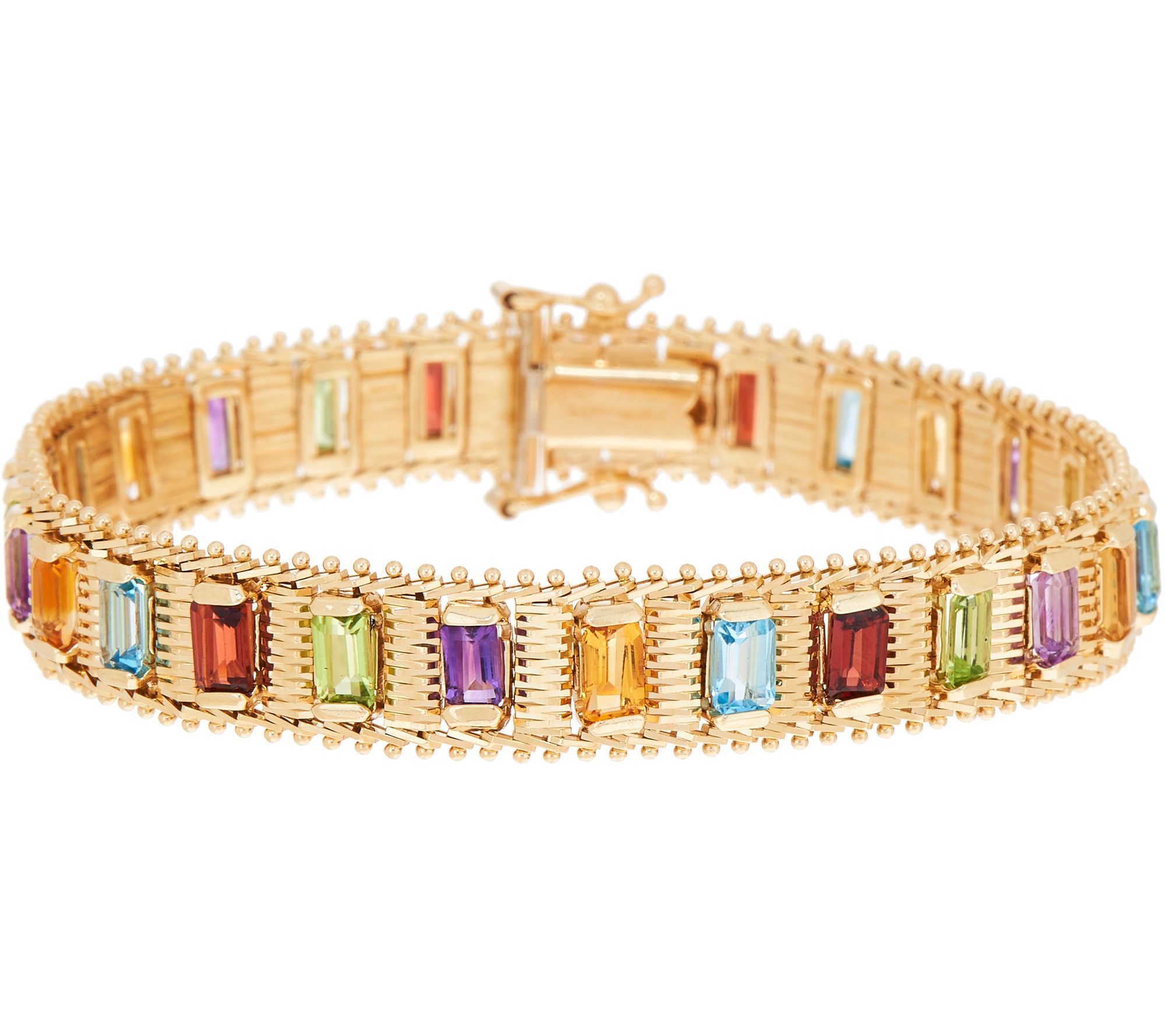 Imperial Gold 71/4" MultiGemstone Lame' Bracelet, 14K, 26.00g Page