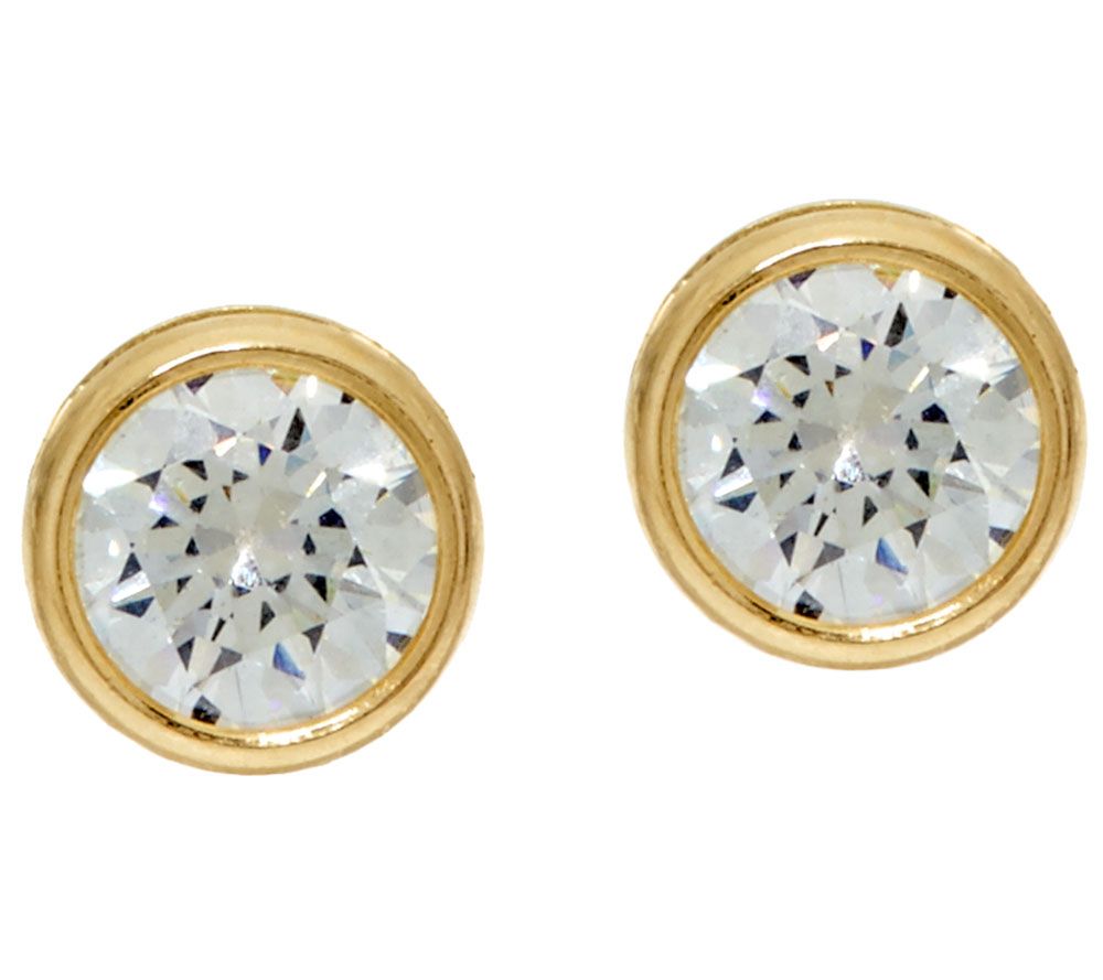 "As Is" Diamonique 2.00 cttw Bezel Set Stud Earrings, 14K Gold Page 1