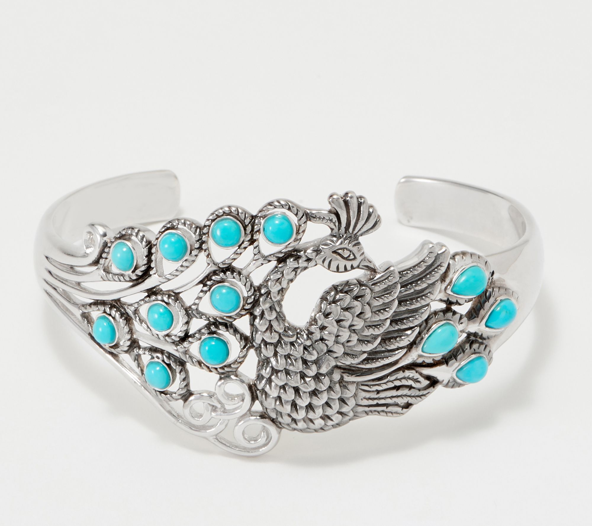 Sterling Silver Turquoise Peacock Cuff