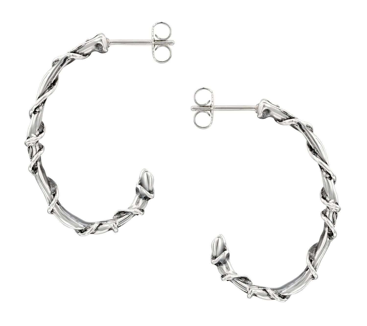 Hagit Sterling Silver Vine Wrapped Hoop Earrings