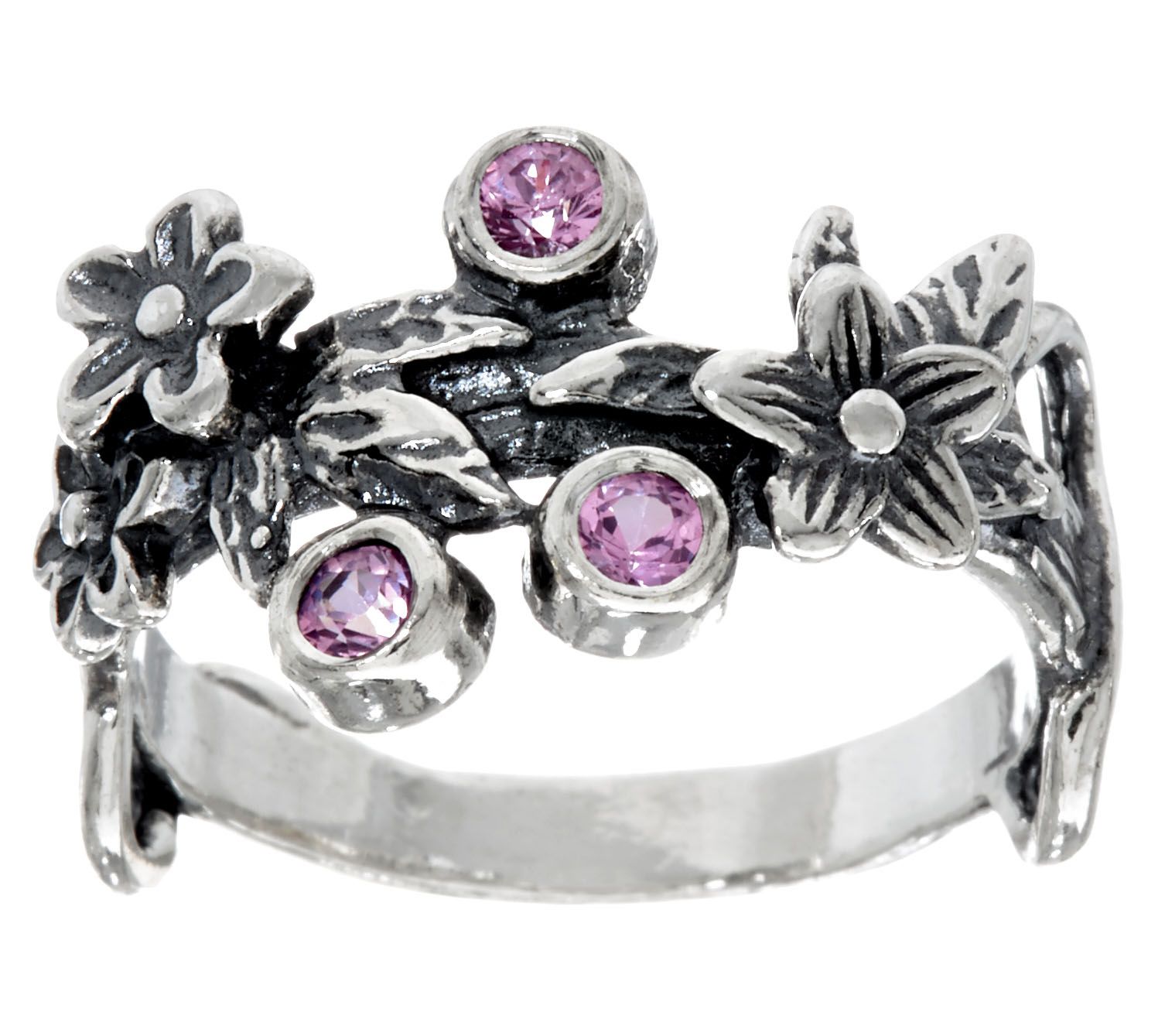Sterling Silver Colors of Sapphire Floral Band Ring, by Or Paz Page 1 —