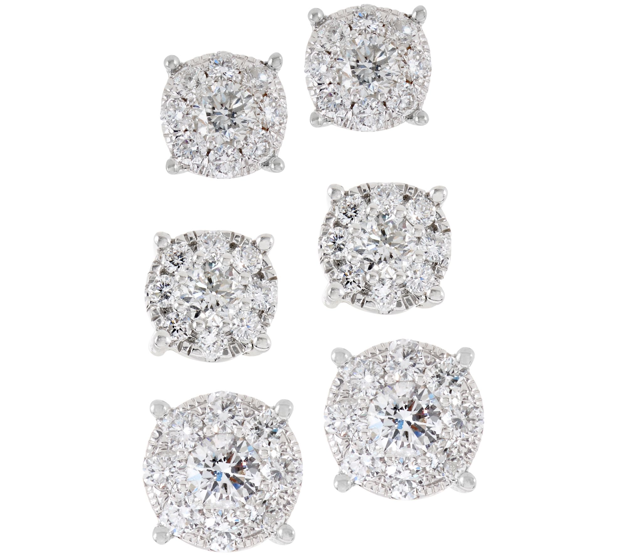 Round Diamond Cluster Stud Earrings, 14K Gold by Affinity —