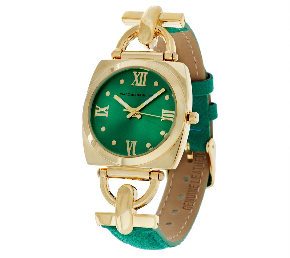 "As Is" Isaac Mizrahi Live! HorseBit Suede Strap Watch