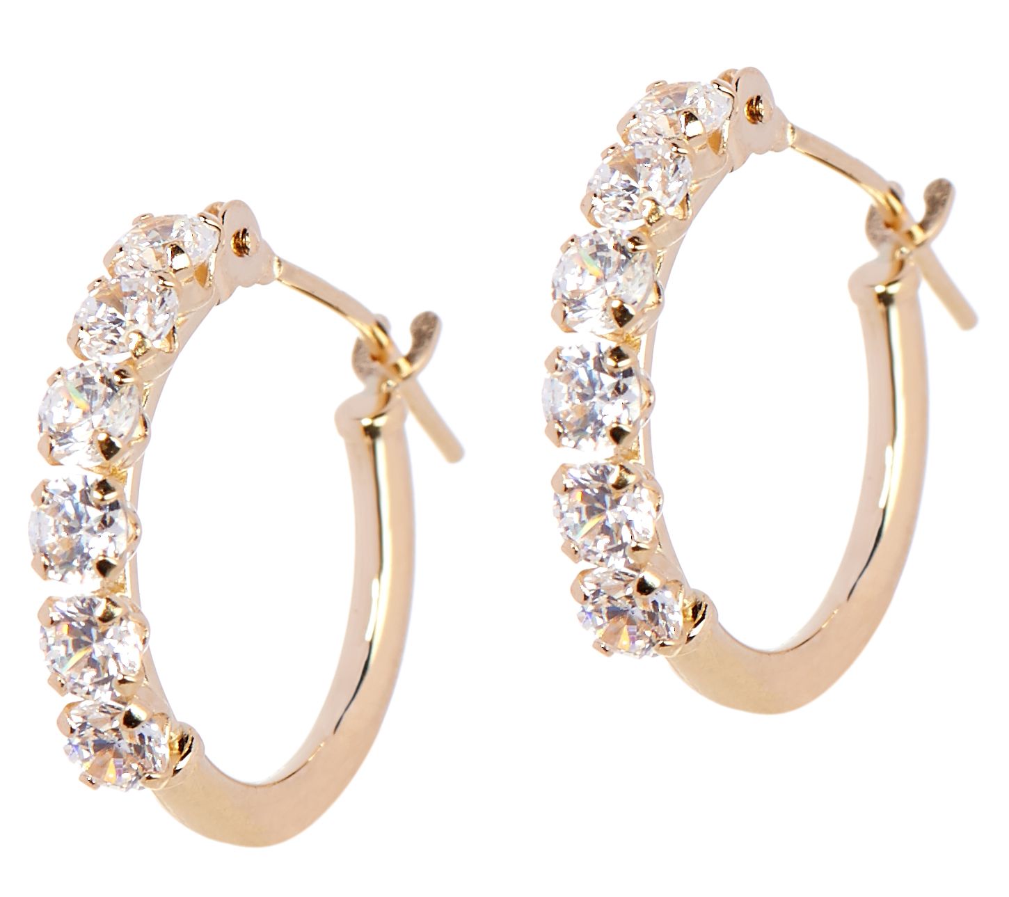 "As Is" Diamonique Petite Polished Hoop Earrings 14K Gold Page 1
