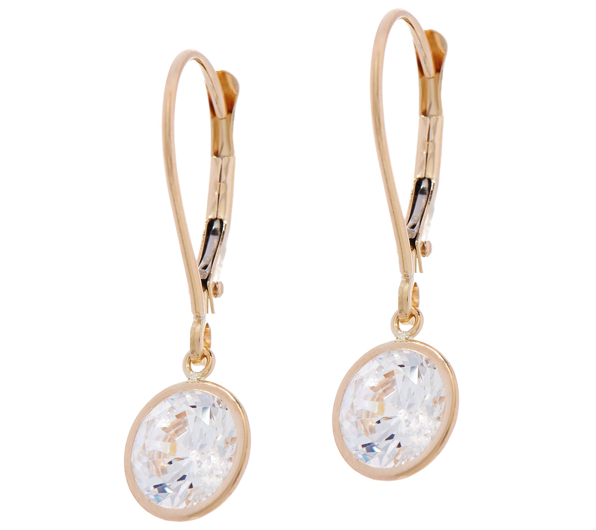 Diamonique 3.00 cttw Round Leverback Earrings, 14K —