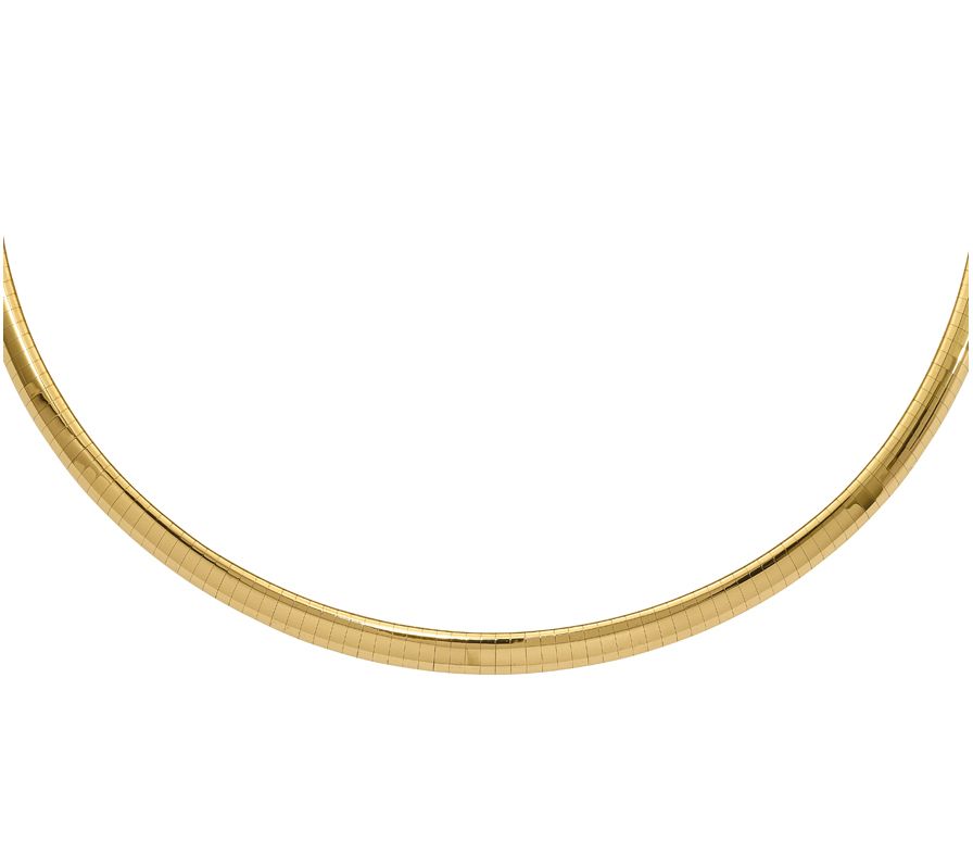 14K Gold 6mm Domed 16" Omega Necklace, 25.4g