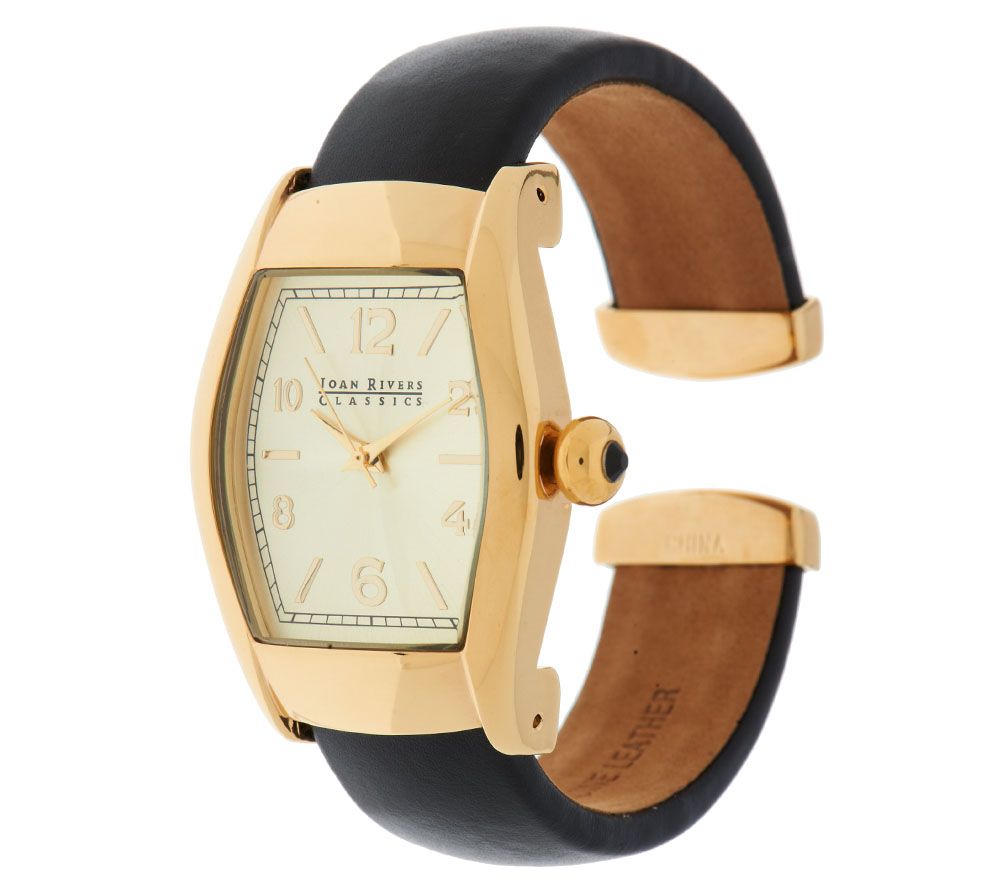 Joan Rivers Classic Leather Hinged Bangle Watch Page 1 —