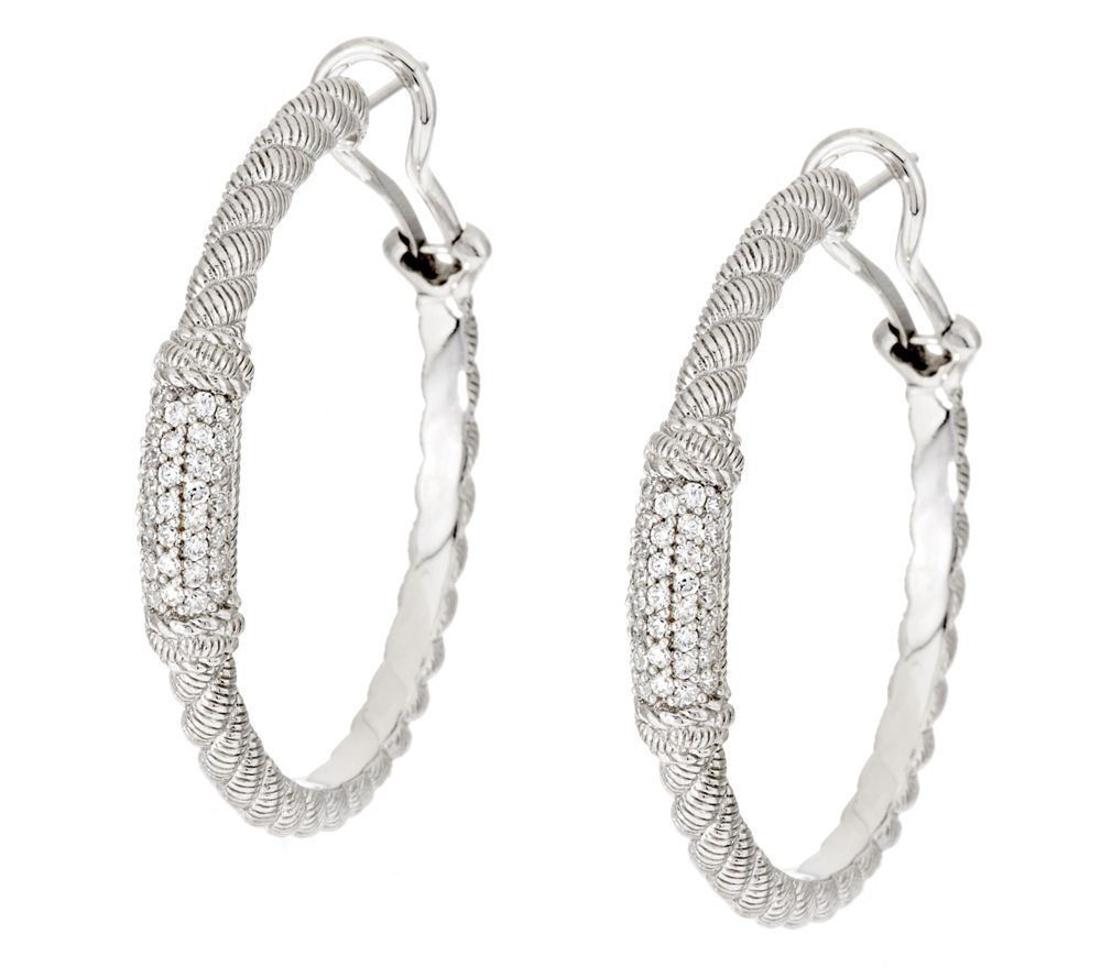 "As Is" Judith Ripka Sterling Diamonique Pave' Hoop Earrings —