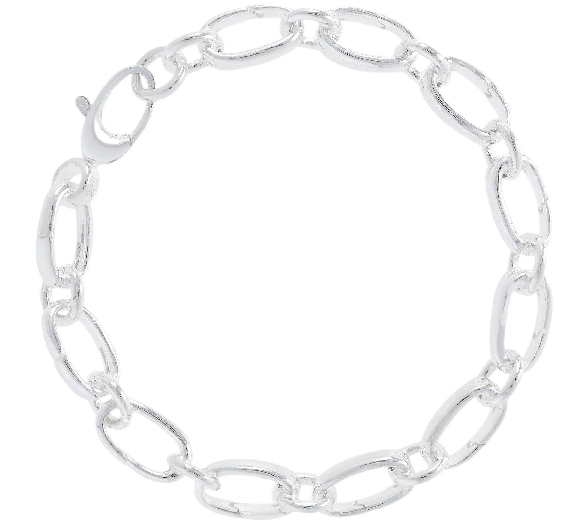 UltraFine Silver 63/4" Oval Link Charm Bracelet, 18.0g —