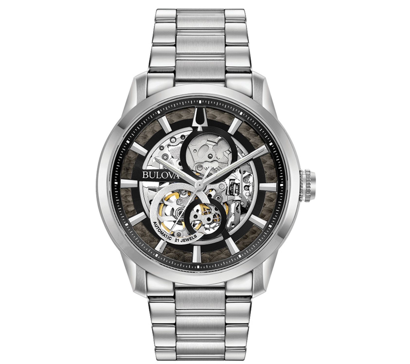 Bulova Men's Stainless Steel Skeleton Watch