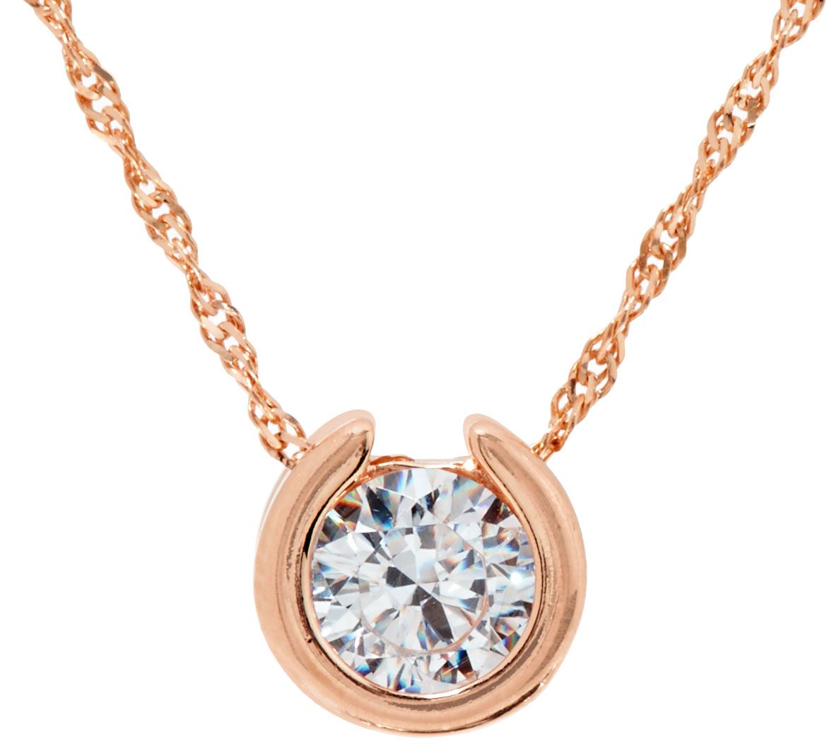 "As Is" Diamonique 1.00 ct Round Pendant w/18" Chain, Sterling Page 1 —