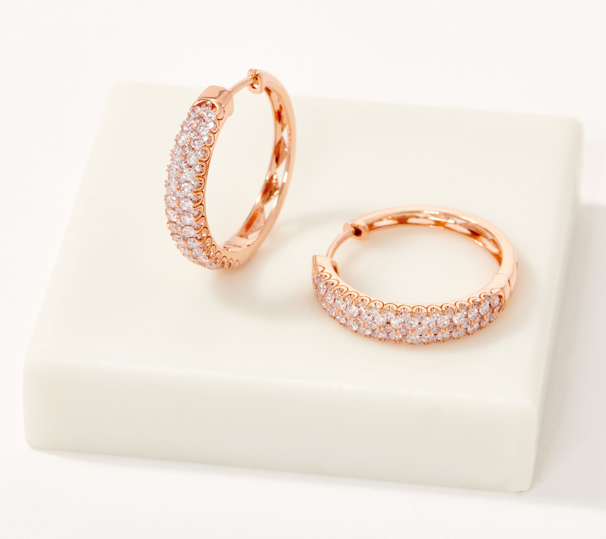 Affinity 14K Gold Natural Pink Diamond Hoop Earrings, 1.00cttw