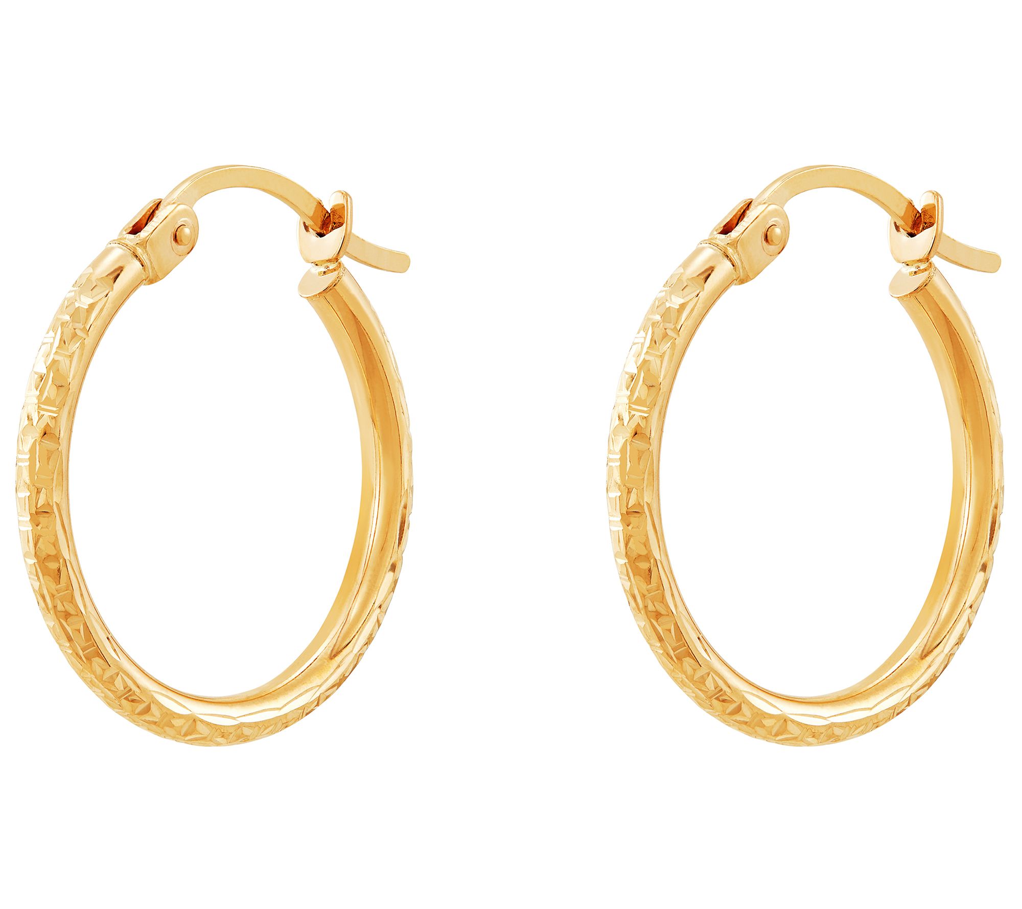 EternaGold Prism Cut Round 3/4" Hoop Earrings, 14K Gold