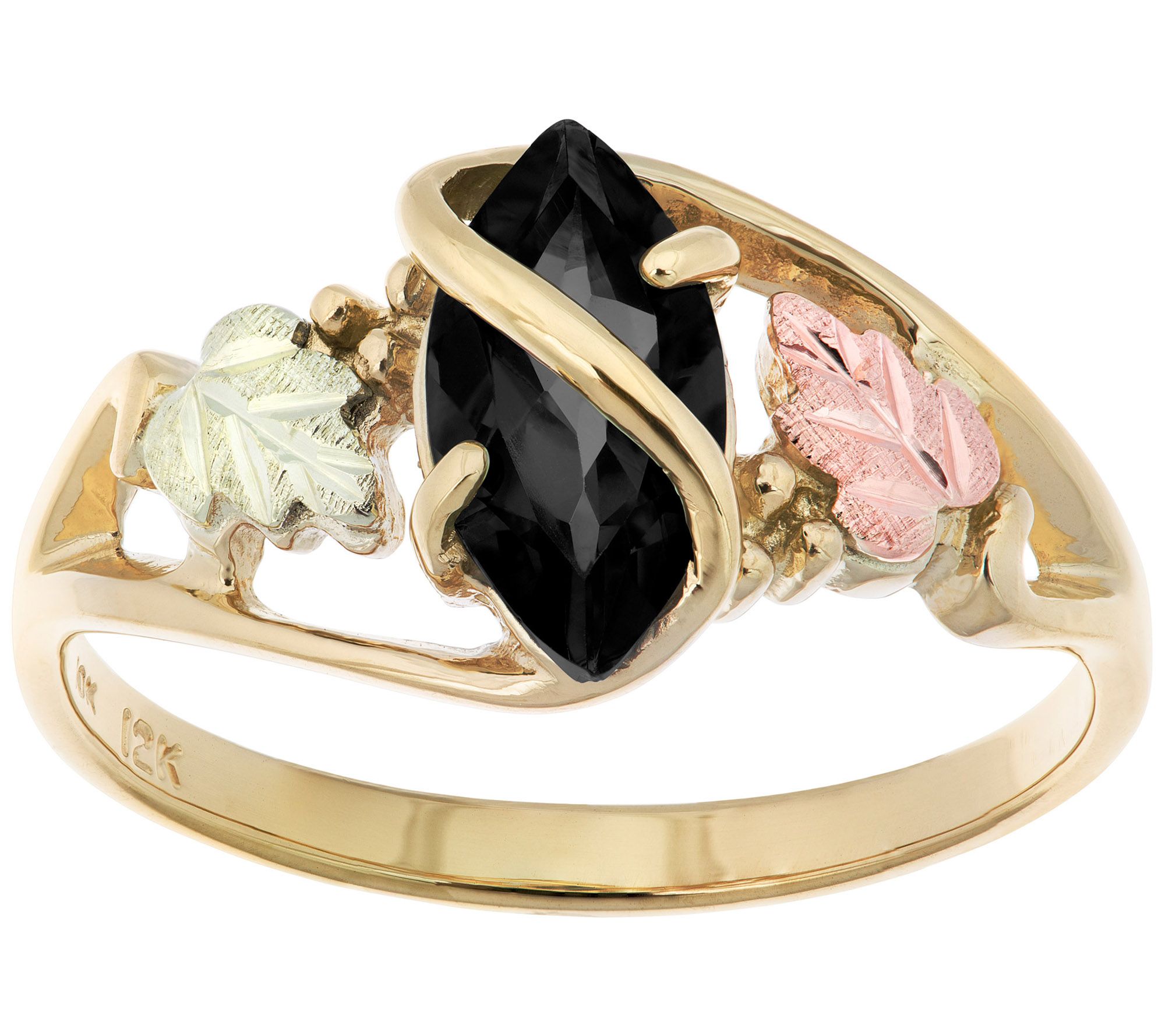 Black Hills Gold Onyx Ring, 10K/12K Gold