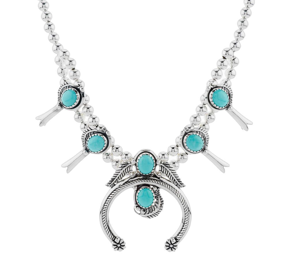 Sterling Silver Turquoise Squash Blossom Necklace by American West