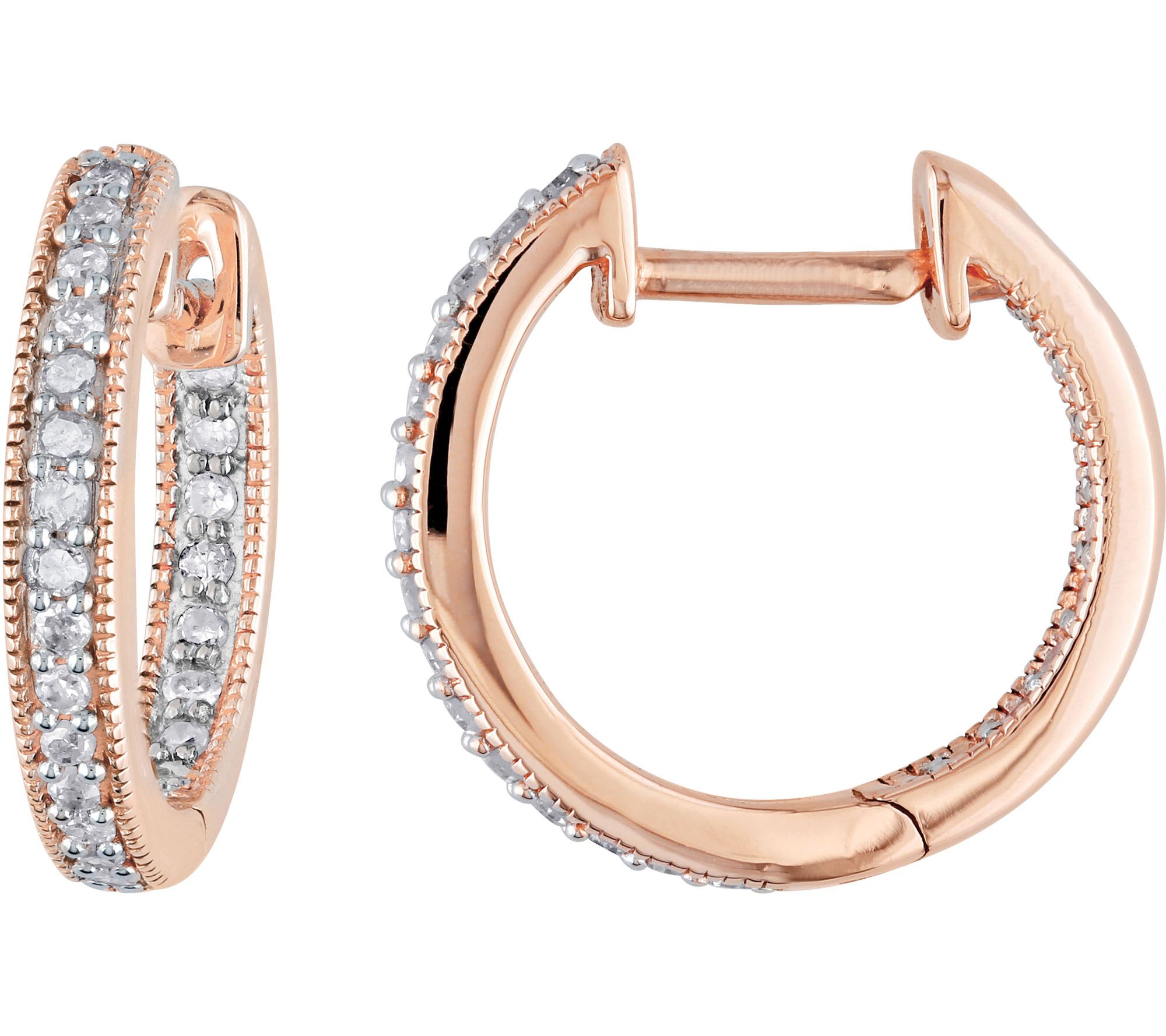 Diamond Hoop Earrings, 14K Rose Gold, 1/5 cttw,by Affinity —