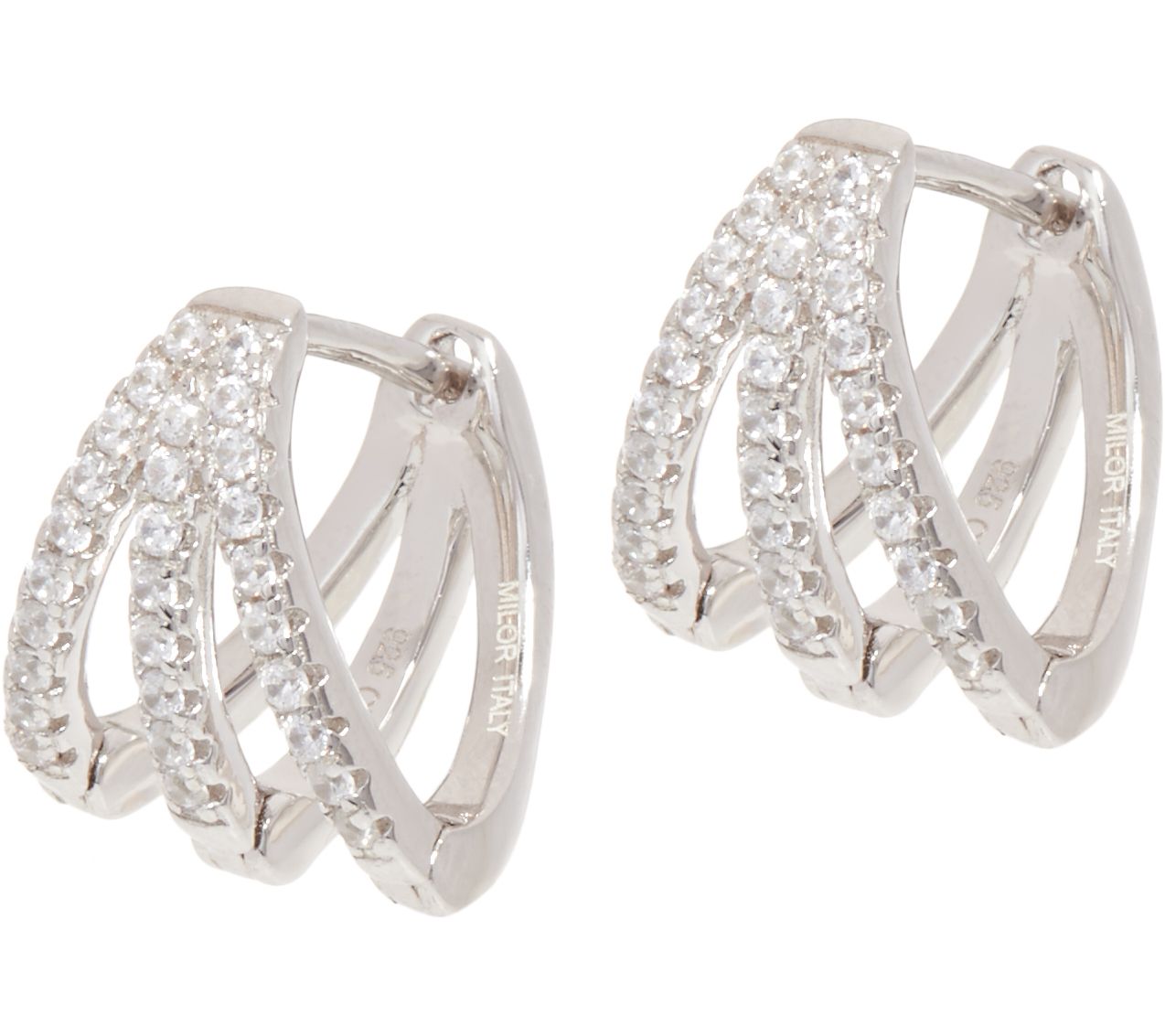 Diamonique 1/2 cttw Triple Hoop Earrings, Sterling Page 1 —