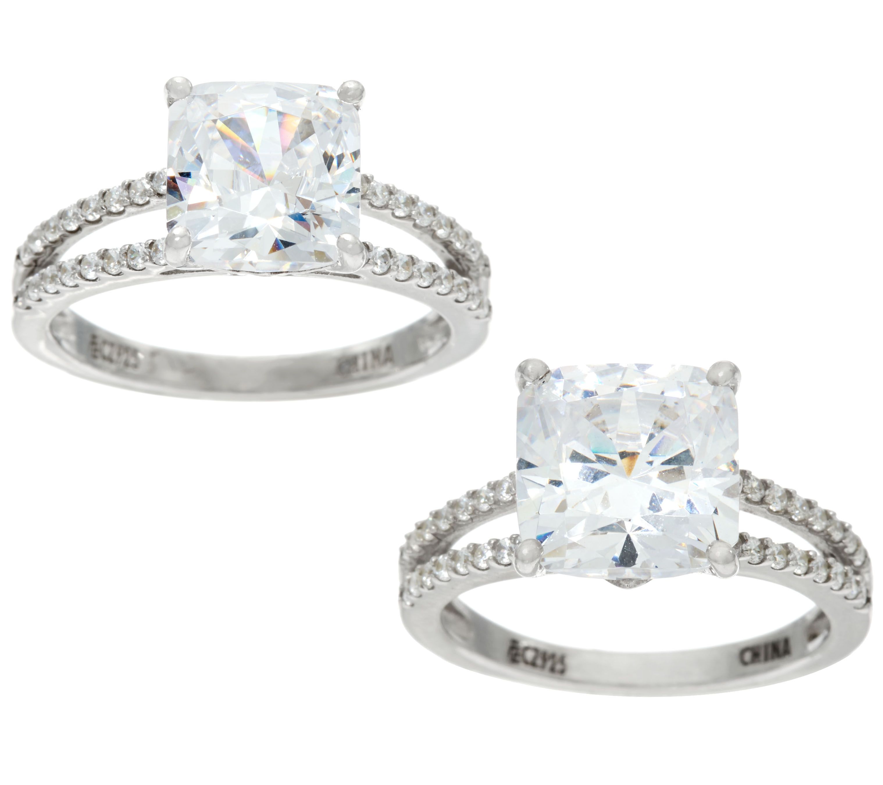 Diamonique Solitaire Ring, Platinum Clad —