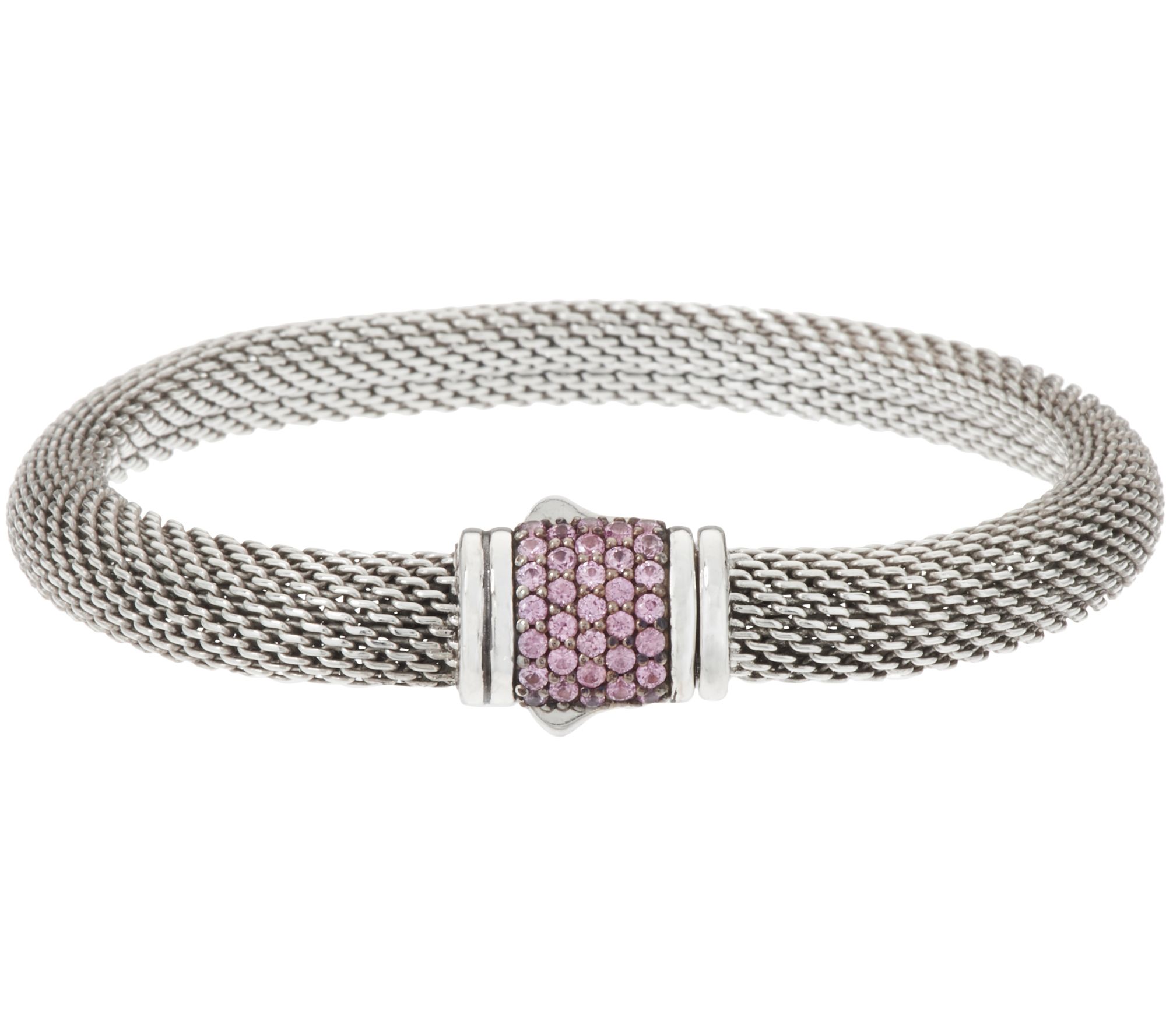 JAI Sterling Silver Pave' Sapphire Mesh Clasp Bracelet Page 1 —
