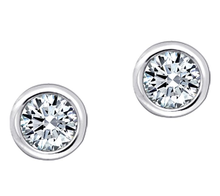 Diamonique Sterling 1.00 cttw Round BezelSet Stud Earrings