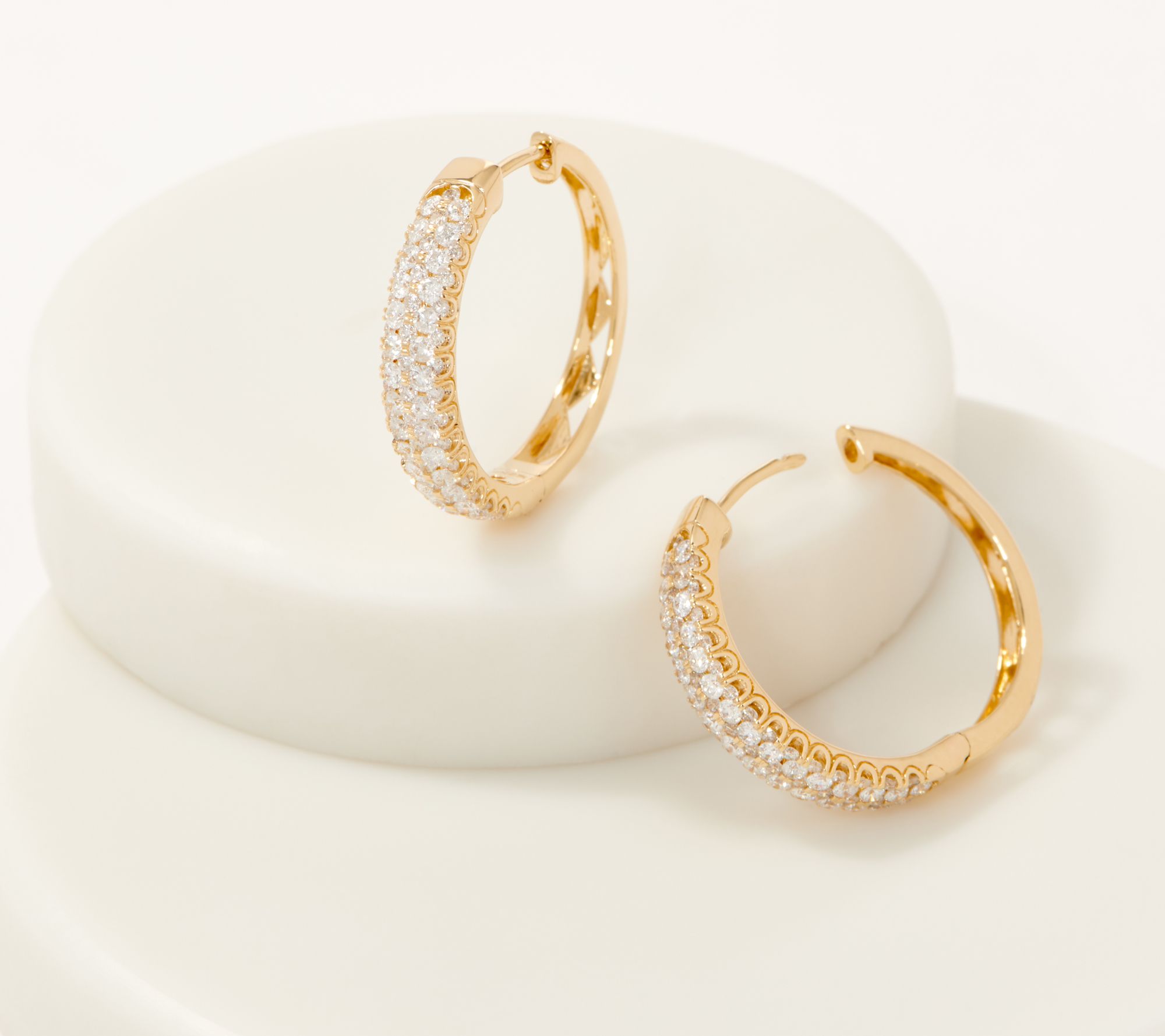 "As Is" Affinity 14K Gold Diamond Hoop Earrings, 1.0cttw