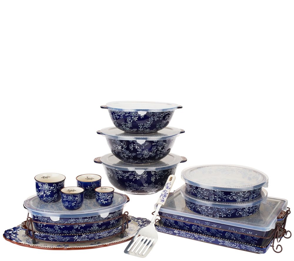 Temptations Floral Lace 18pc Bake and Serve Set Page 1 —