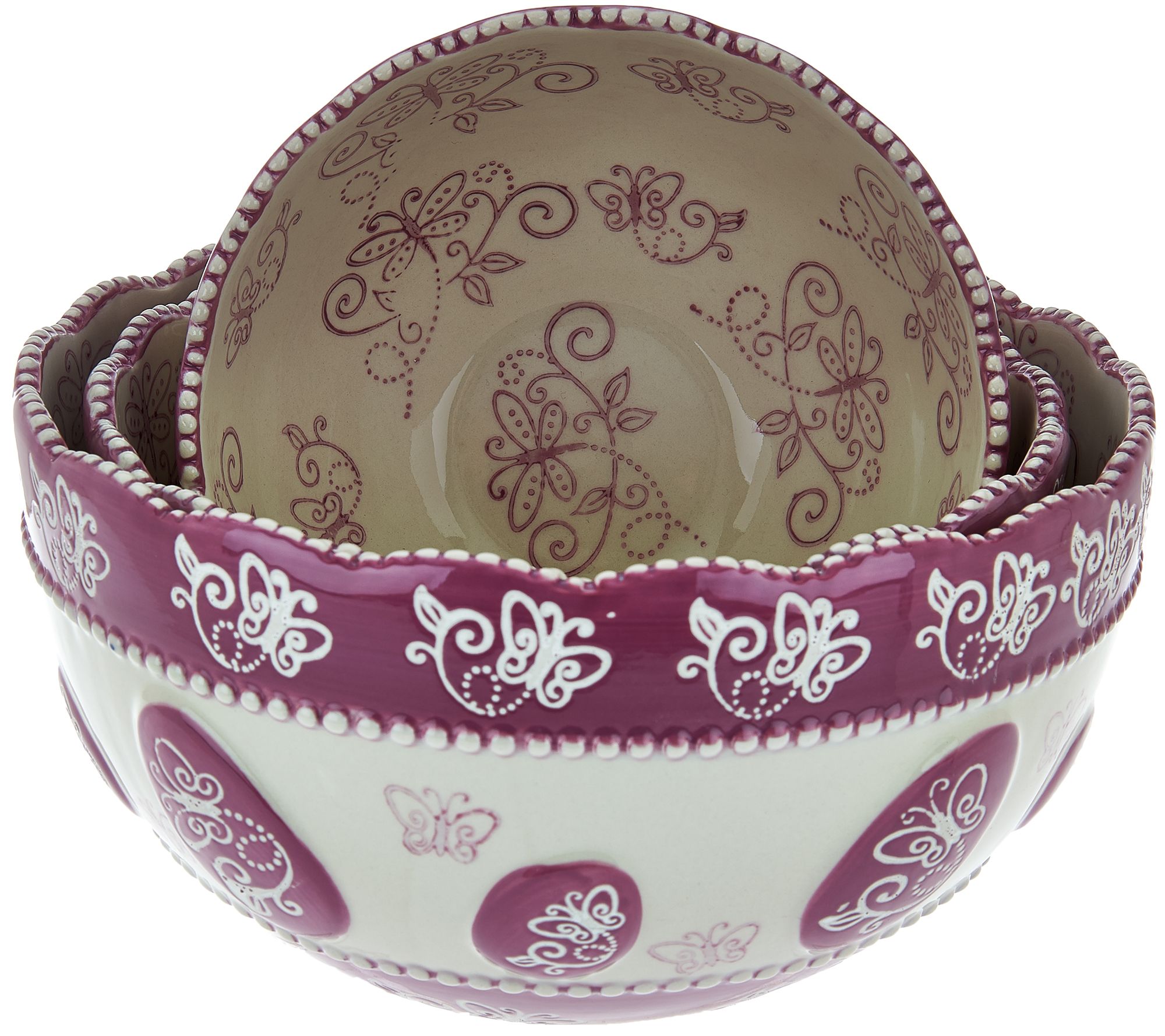 Temptations Floral Lace Set of 3 Nesting Bowls Page 1 —