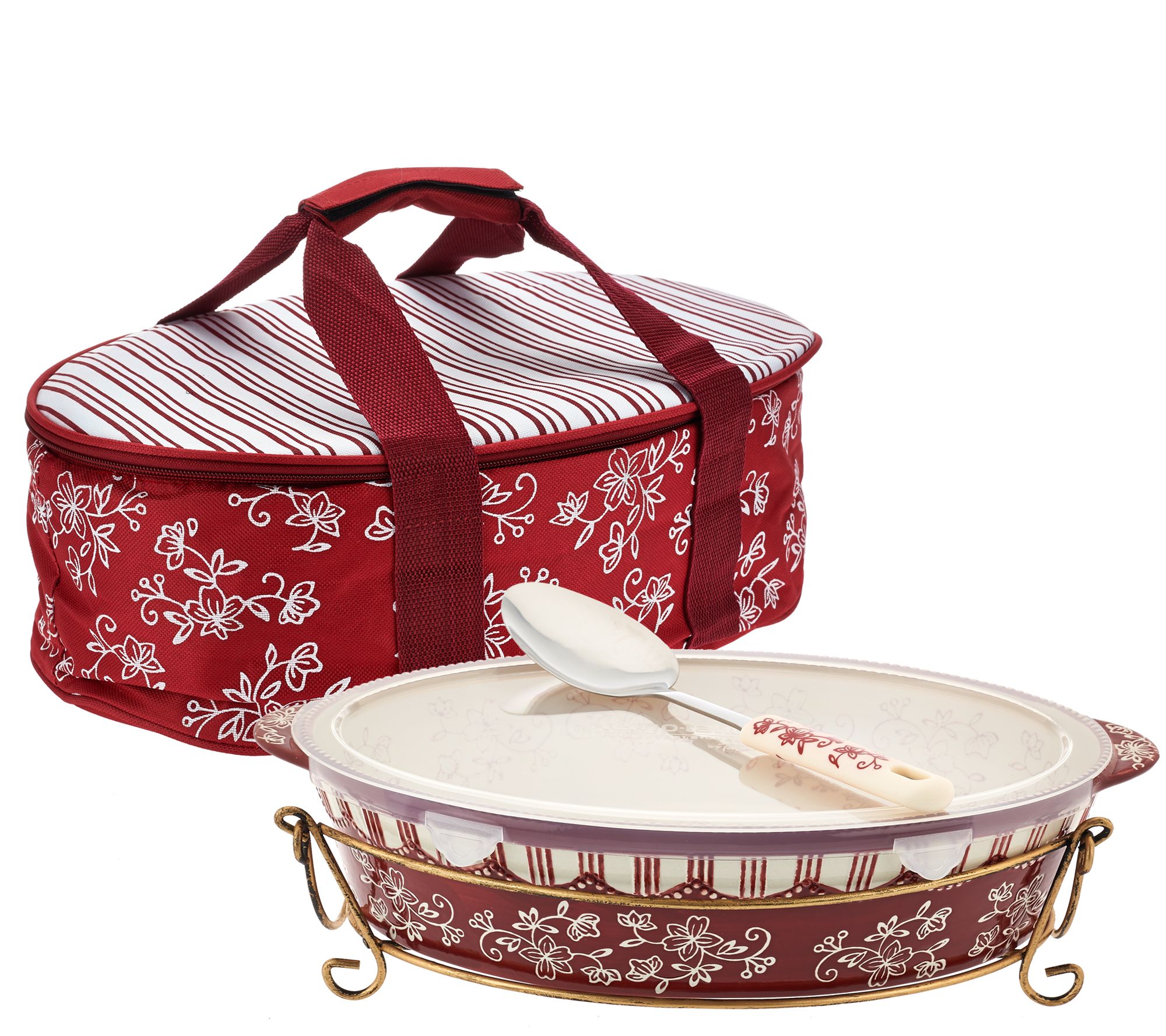 Temptations Floral Lace 3qt Pack n'Go Baker with Accessories Page 1