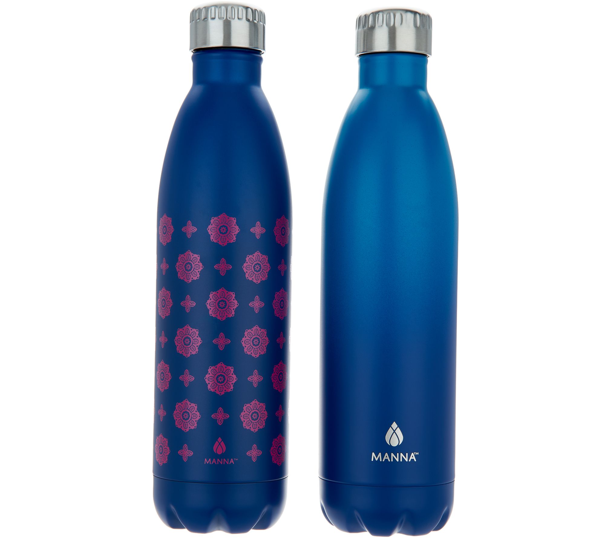 Manna Vogue S/2 25oz Double Wall Stainless Steel Water Bottles