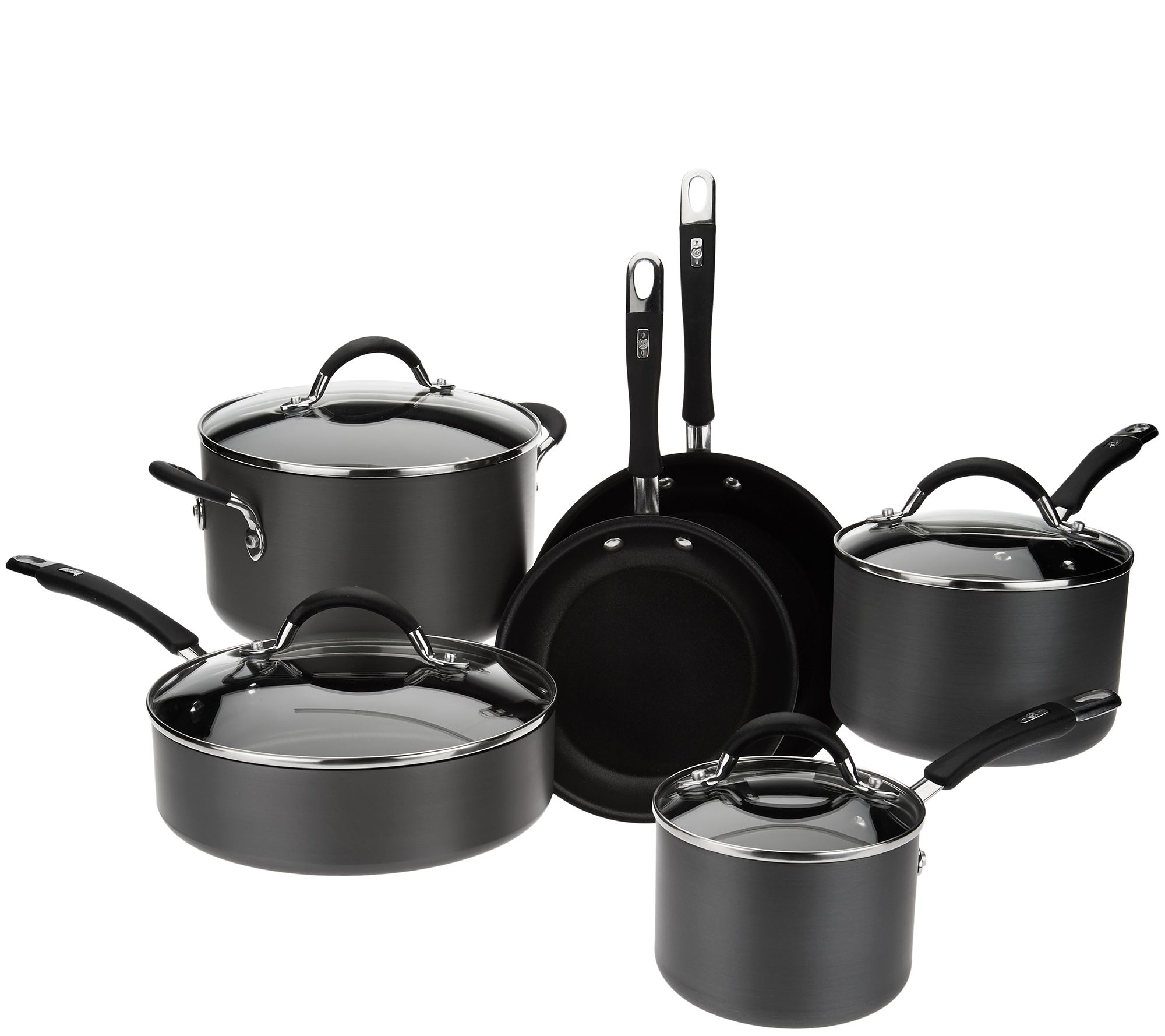 CooksEssentials 10piece Hard Anodized Dupont Nonstick Cookware Set