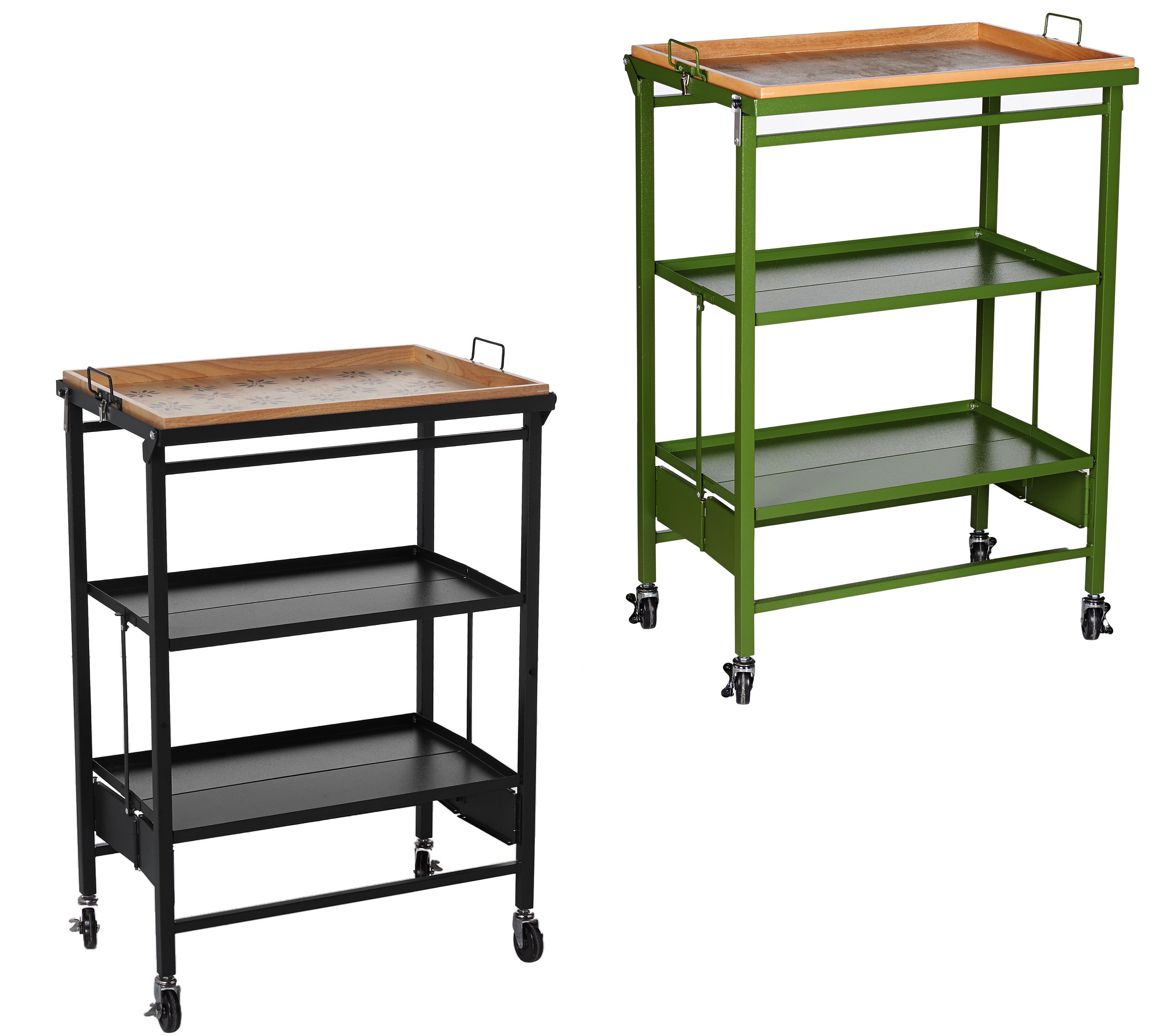 Temptations OW or FL Folding Kitchen Cart w/ Removable Tray —