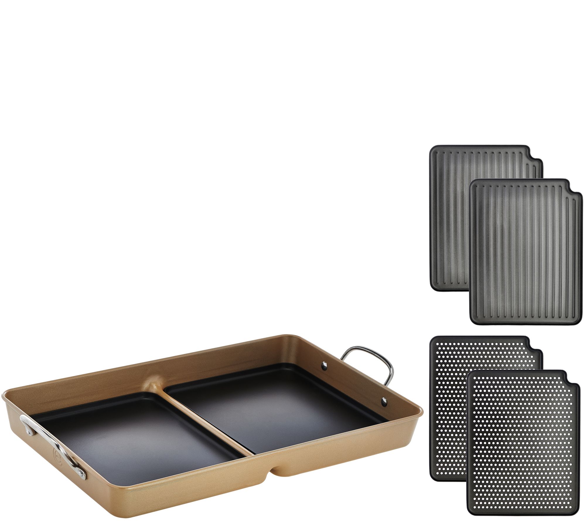 "As Is" Cooks Essentials 7 pc Champagne BBQ Grill Pan —