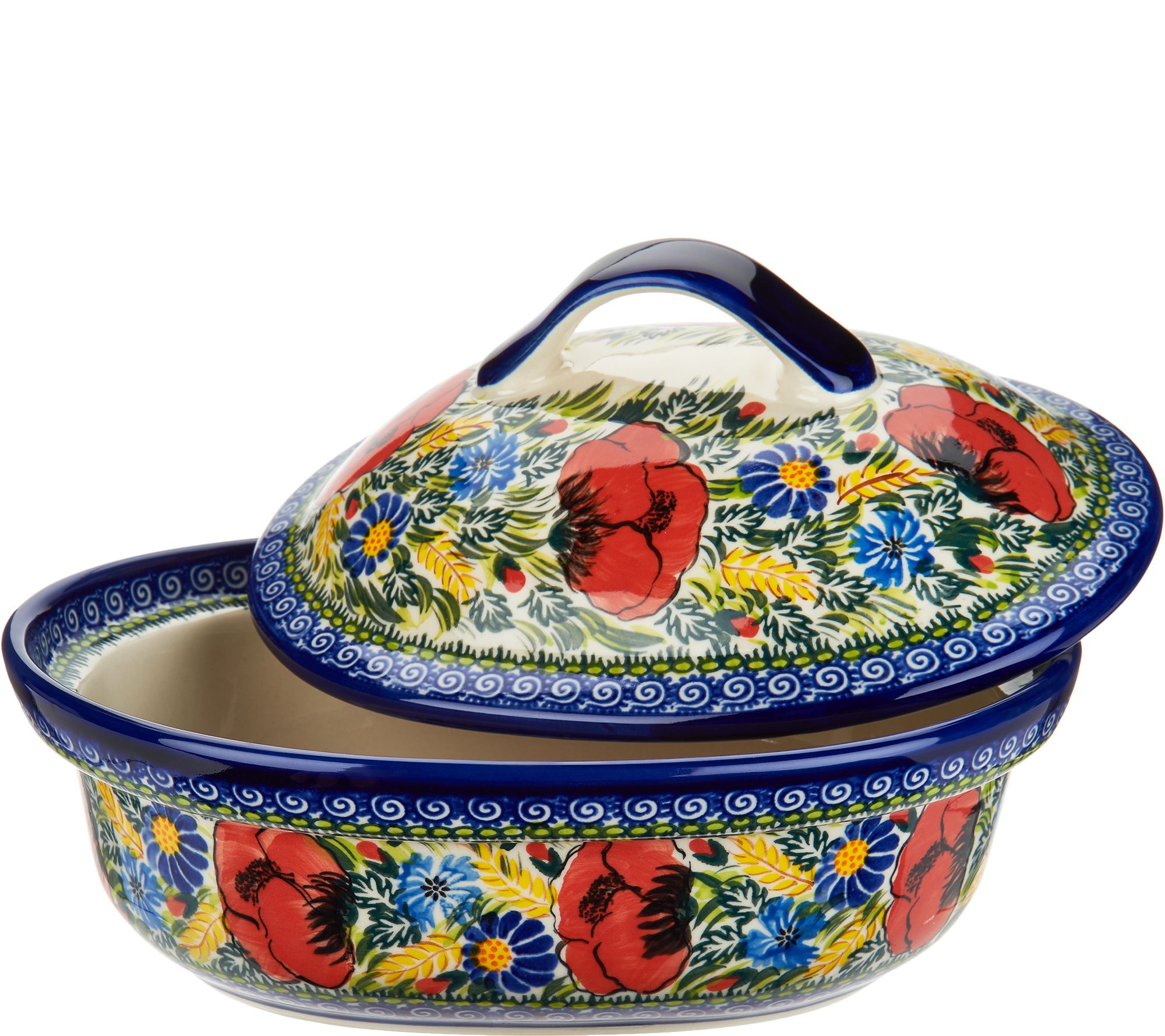 Lidia's Polish Pottery Covered Casserole Baker —