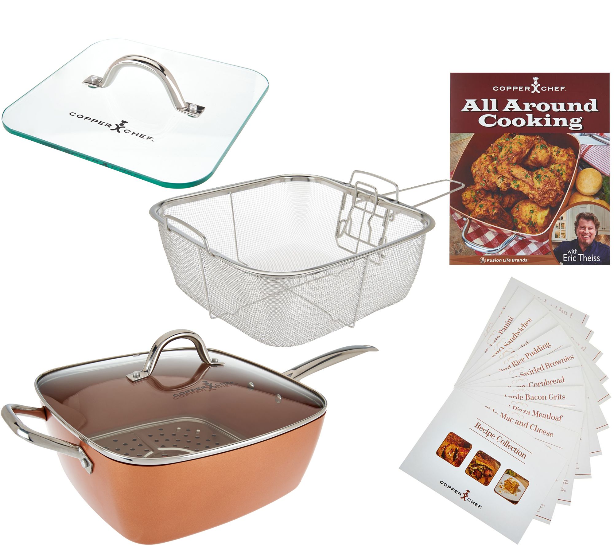 Copper Chef XL 11" Square Pan with 4piece Cooking System & Recipes