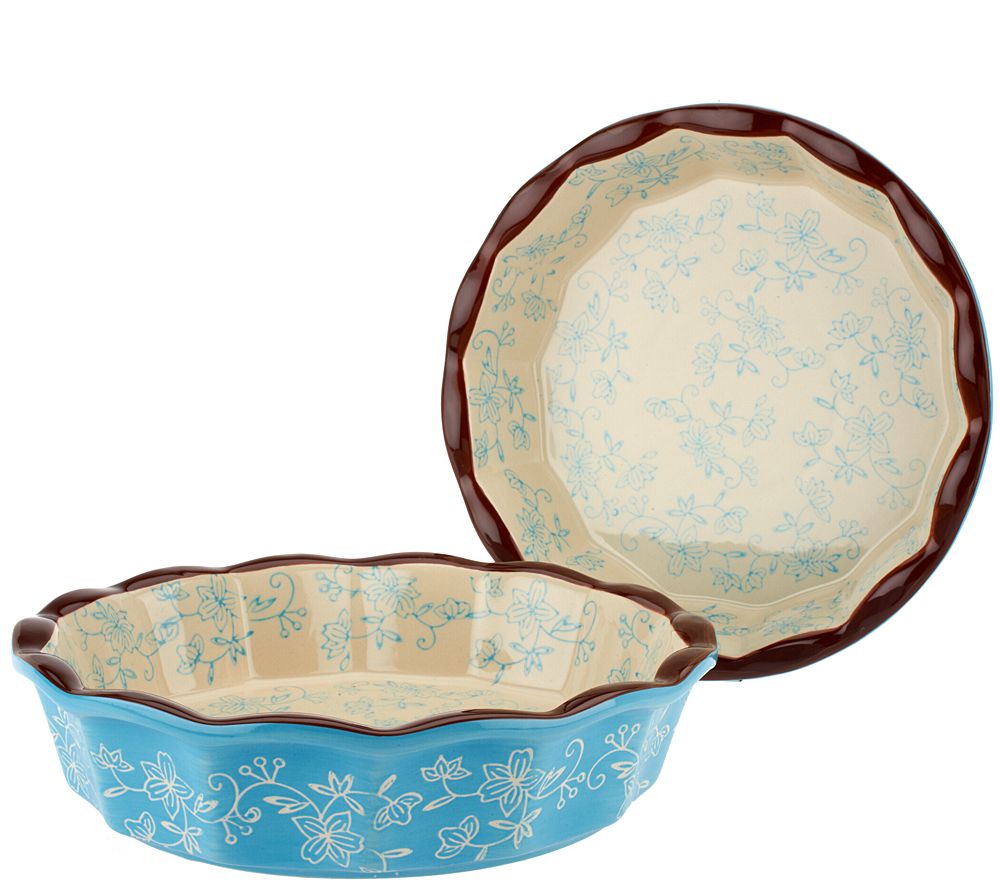 Temptations Floral Lace Set of 2 9" Deep Dish Pie Plates Page 1