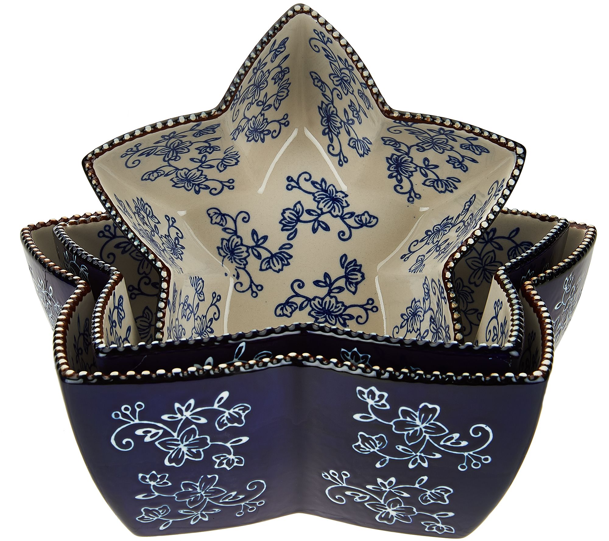 Temptations Floral Lace Set of 3 Star Shaped Nesting Bowls Page 1
