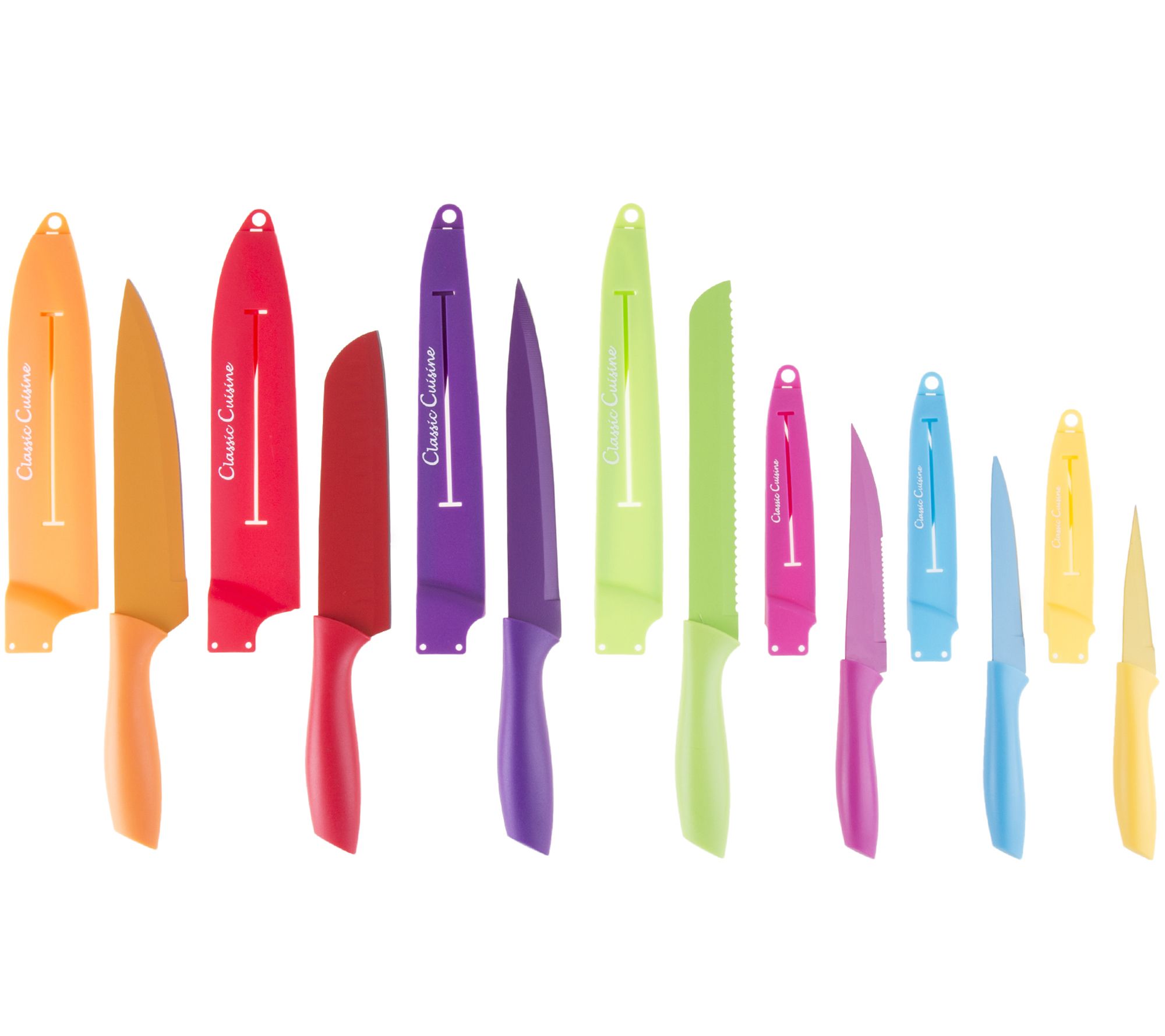Classic Cuisine 14Piece Multicolor Knife Set with Sheaths