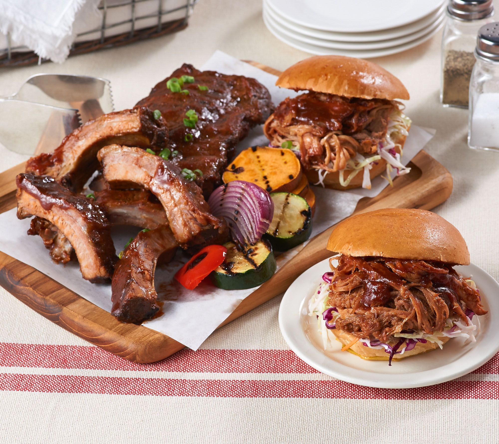 Corky's BBQ (4) 1lb. Baby Back Ribs with 2 lbs. Wings, Pork or Sausage