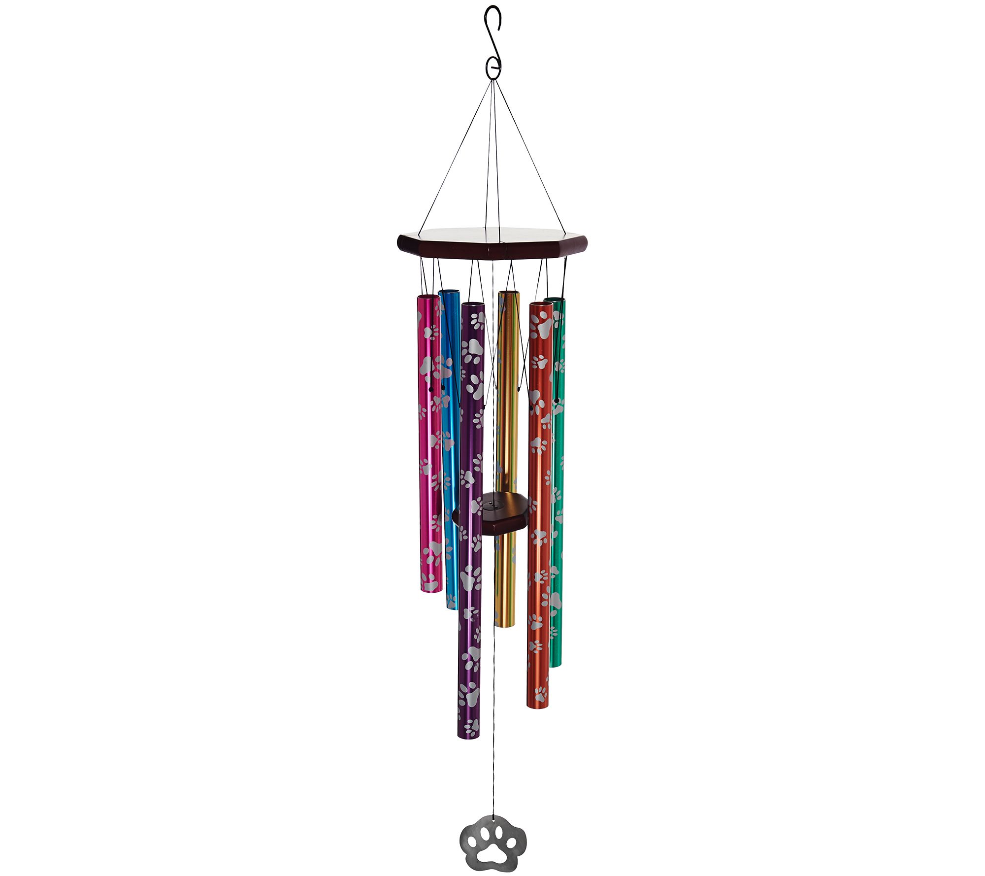 JW Stannard 36" HandTuned Paw Print Wind Chime with On/Off Clapper