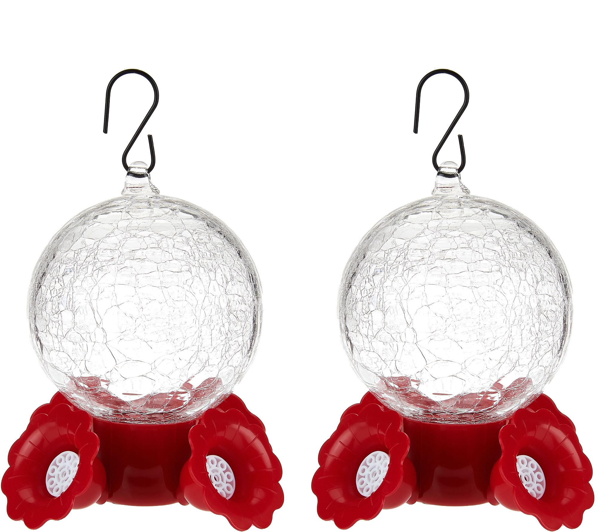 Set of 2 Crackle Glass Hummingbird Bird Feeders Page 1 —