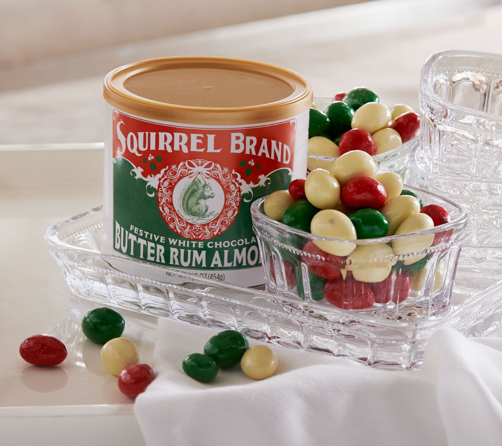 Squirrel Brand (4) 1 lb Tins White Chocolate Rum Almonds —