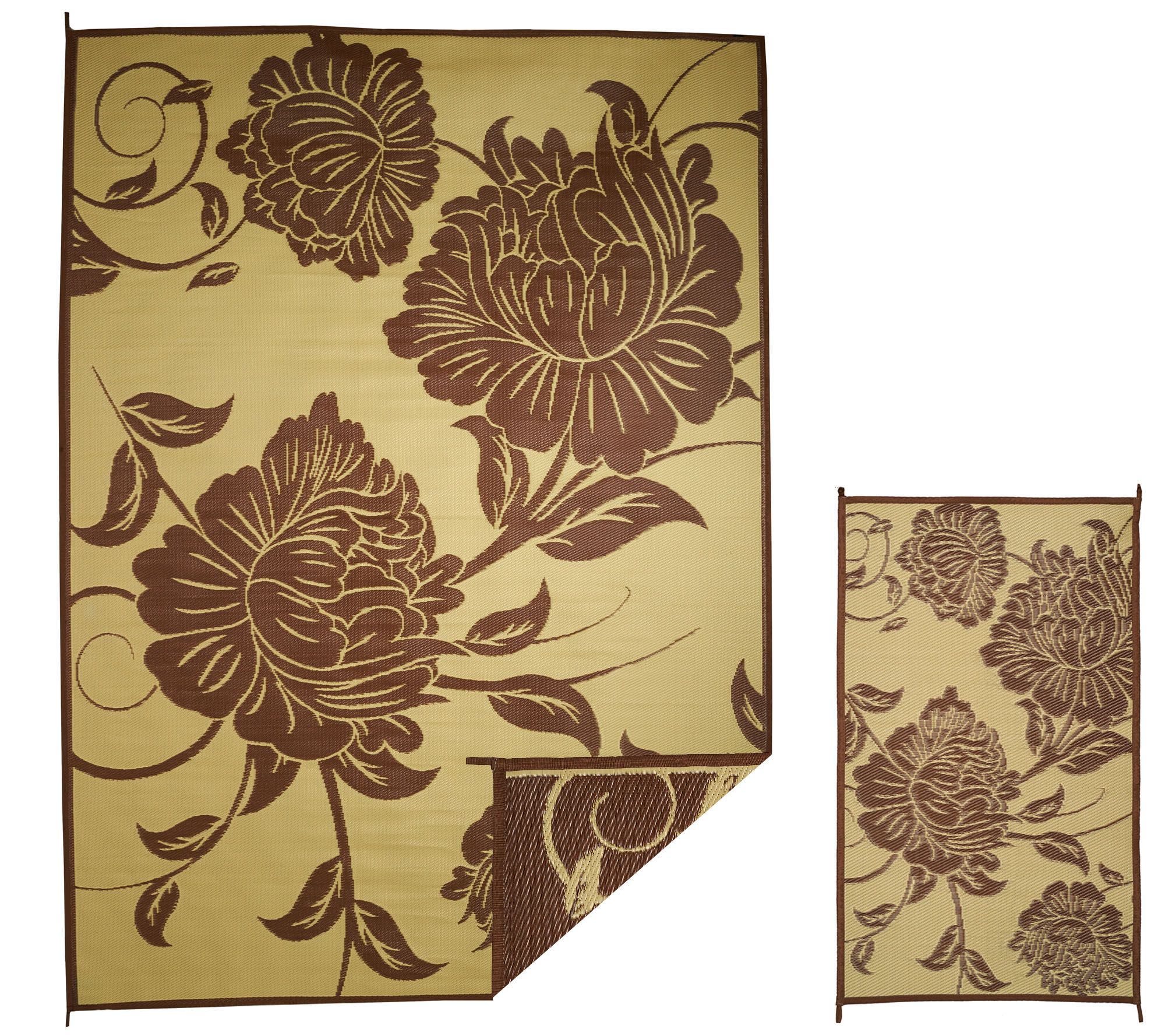 Barbara King Floral 8x11 Reversible Outdoor Mat w/Matching 3x5 Page 1