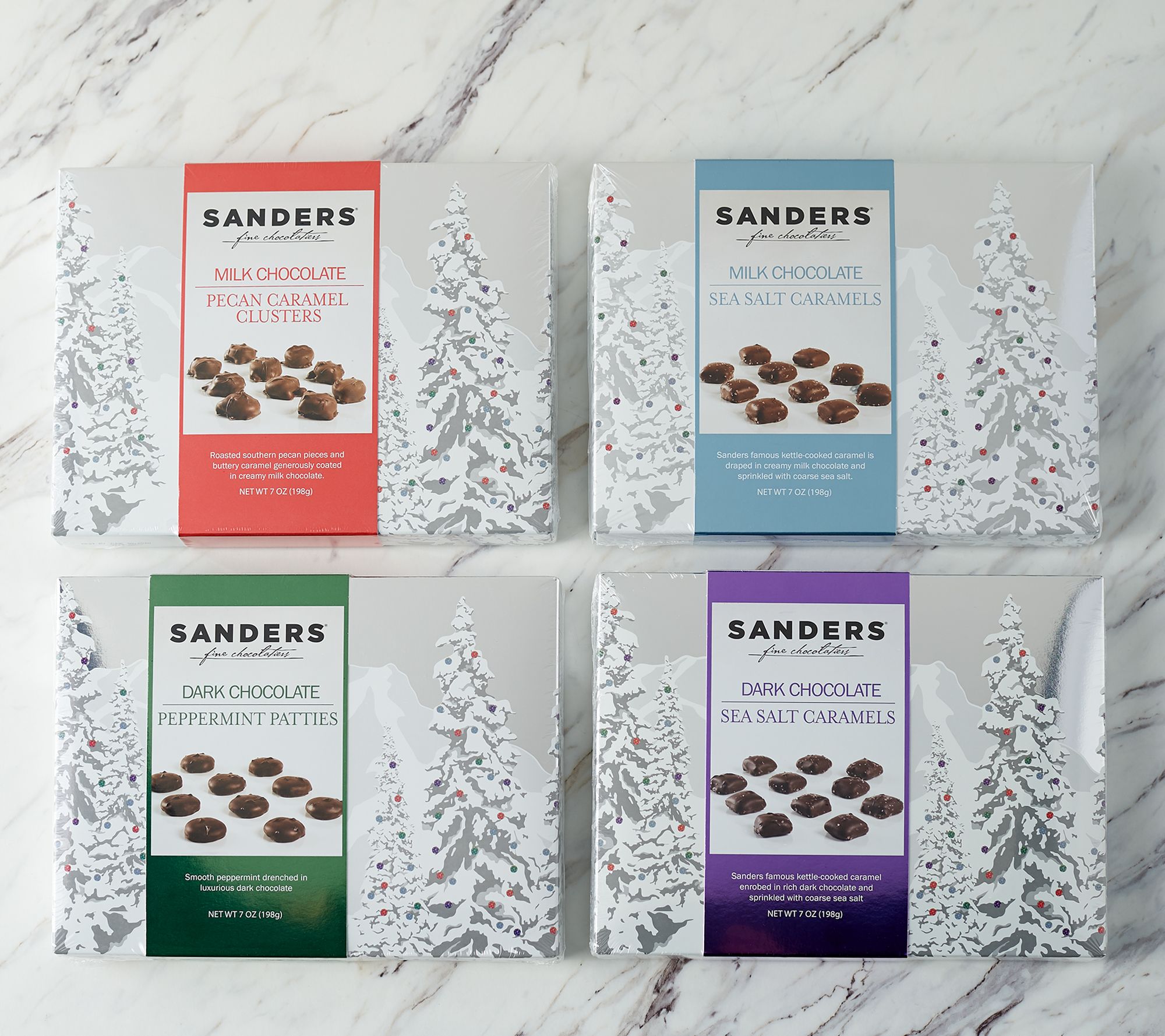 Sanders Fine Chocolate Set of 4 Metallic Holiday Boxes