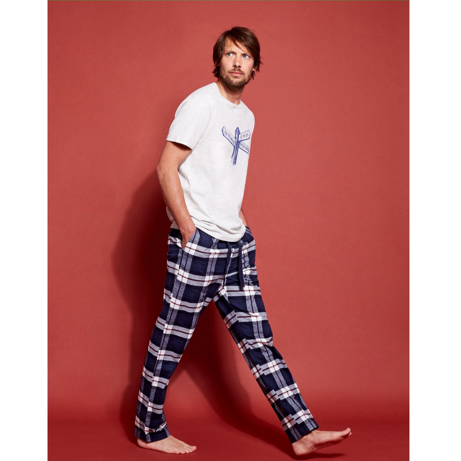 Joules Mens Sleeper Check Lounge Pyjama Bottoms QVC UK